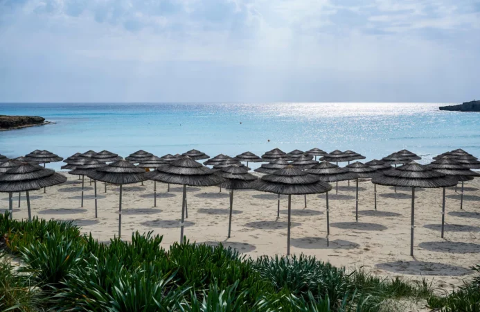 An image of Psarou Beach