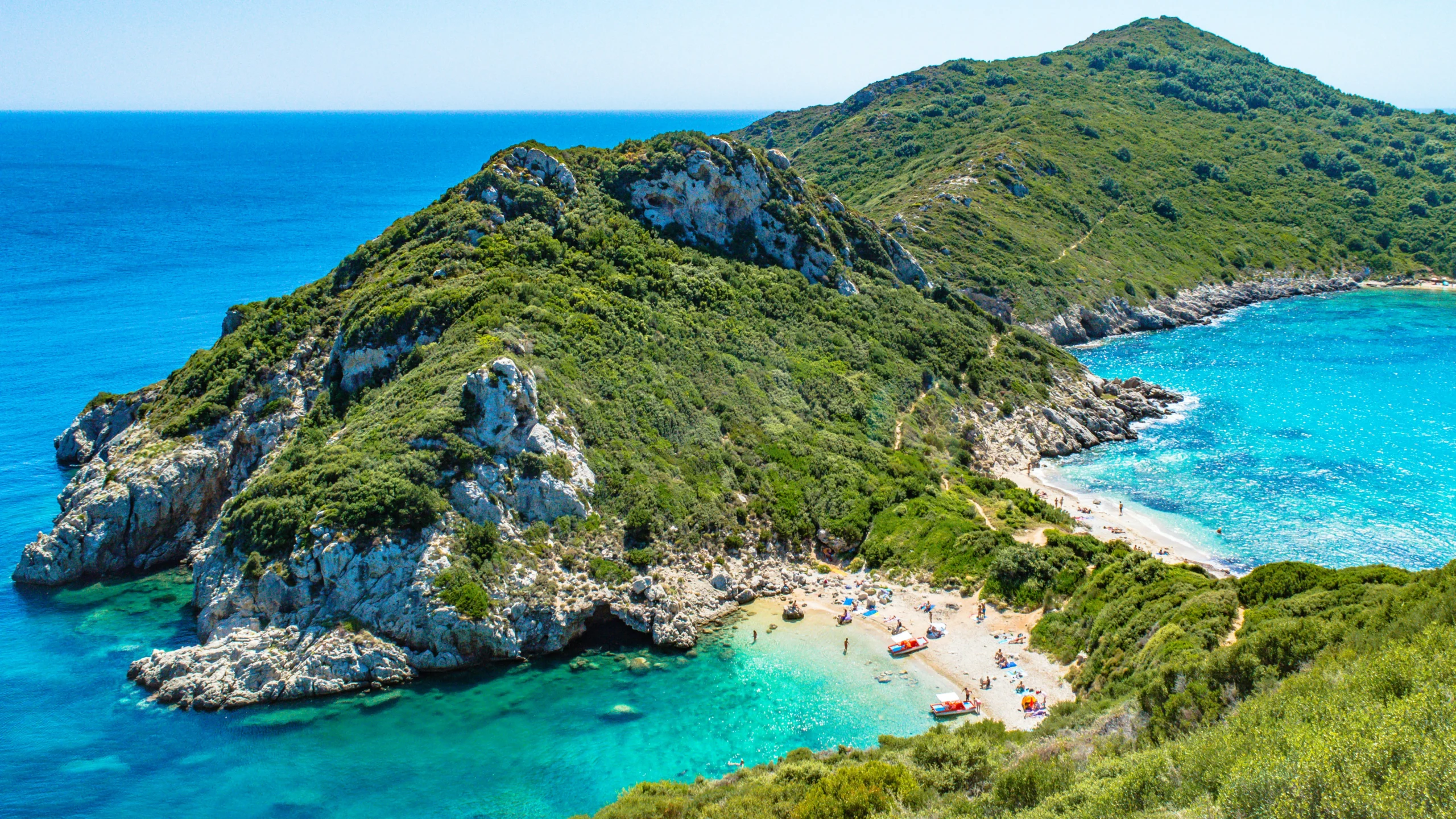 aerial view of beach at Porto Timoni beach
