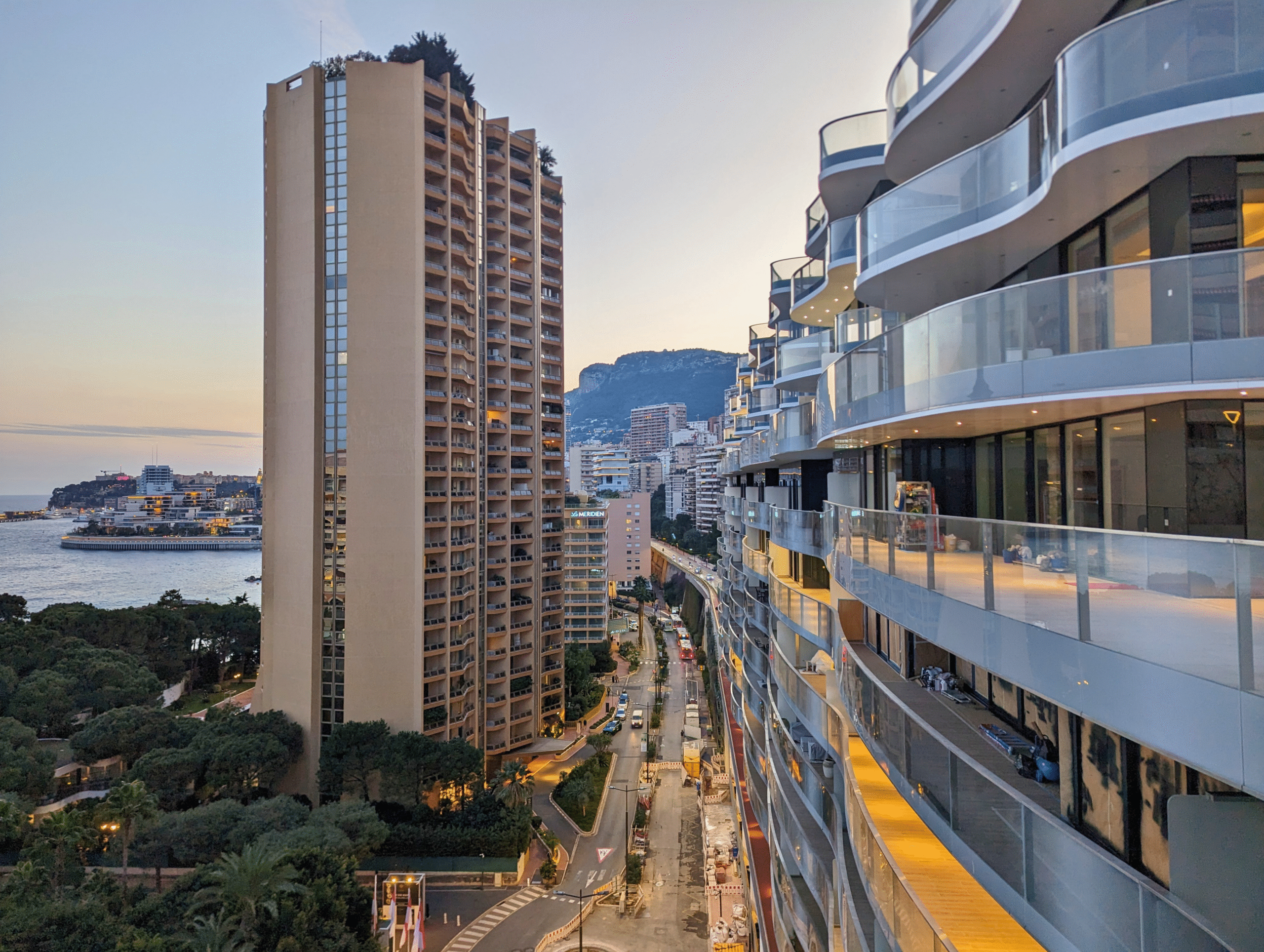 monaco city skyline and coast seen from high rise