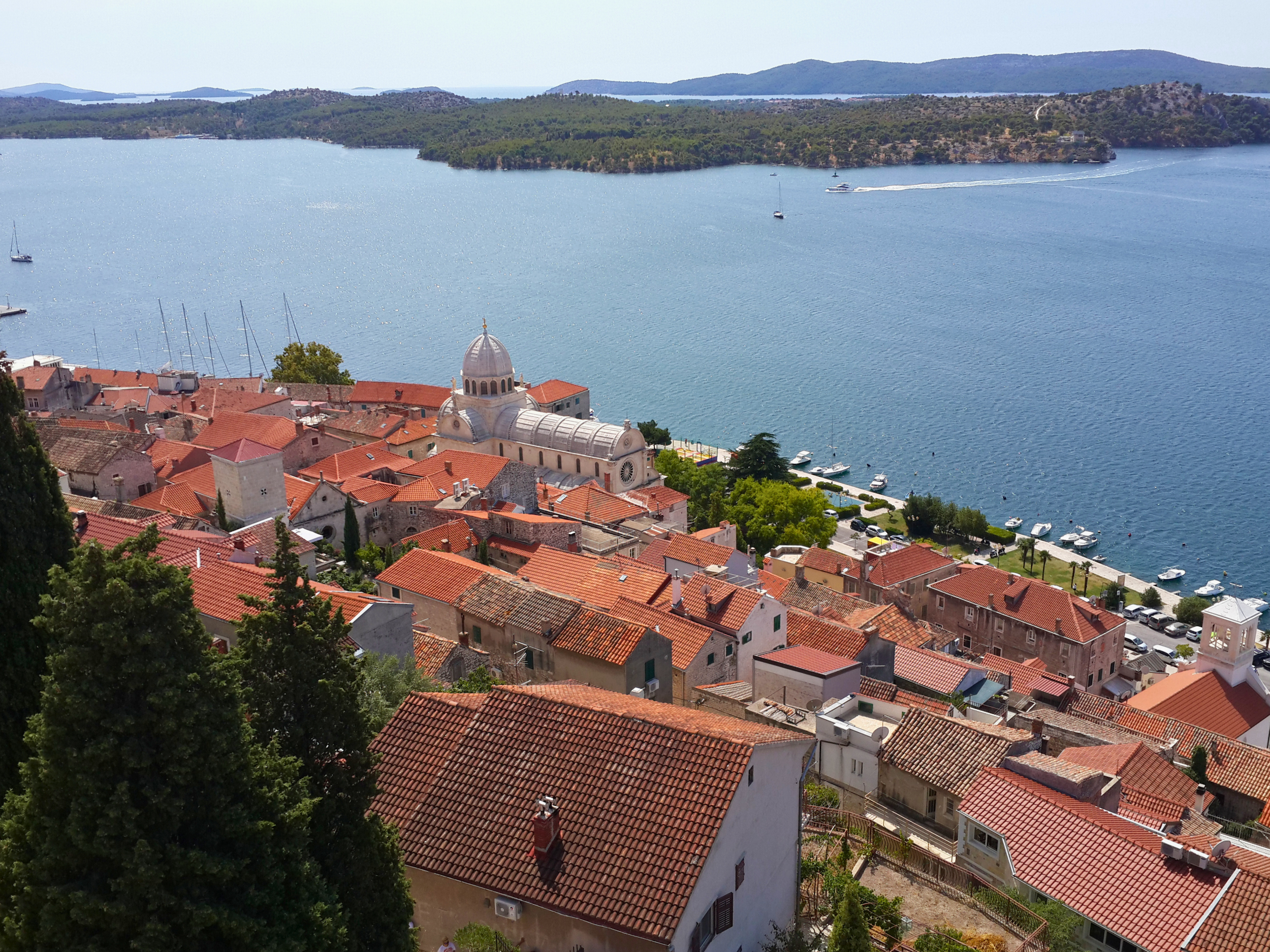 aerial view of orange rooftops in Šibenik, Croatia