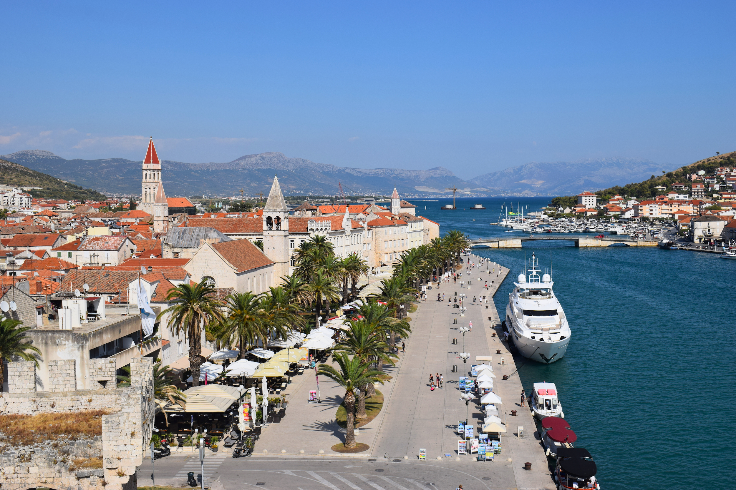 looking over the old city center and harbor in Trogir, Croatia