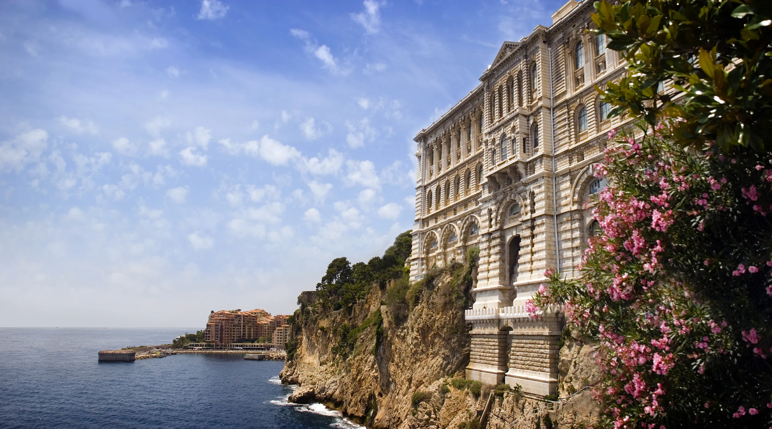 View from Monaco bay with museum of Oceanology.