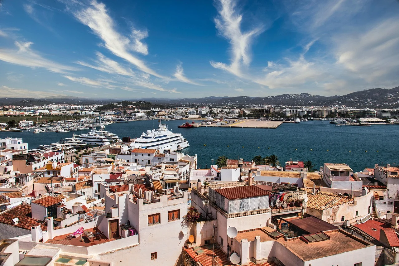 boats docked at the harbor in ibiza, Spain