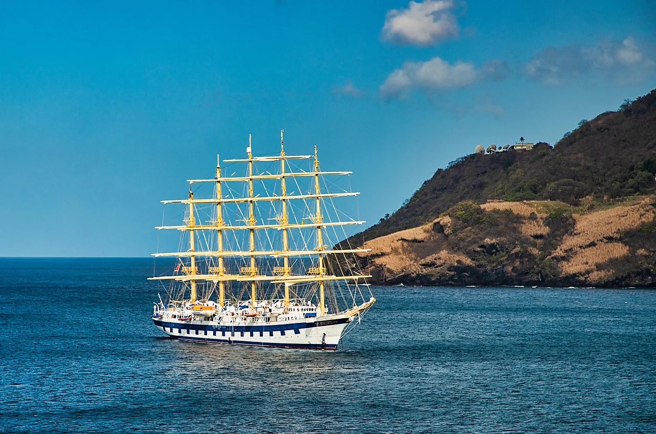 large boat in the water at St. Vincent