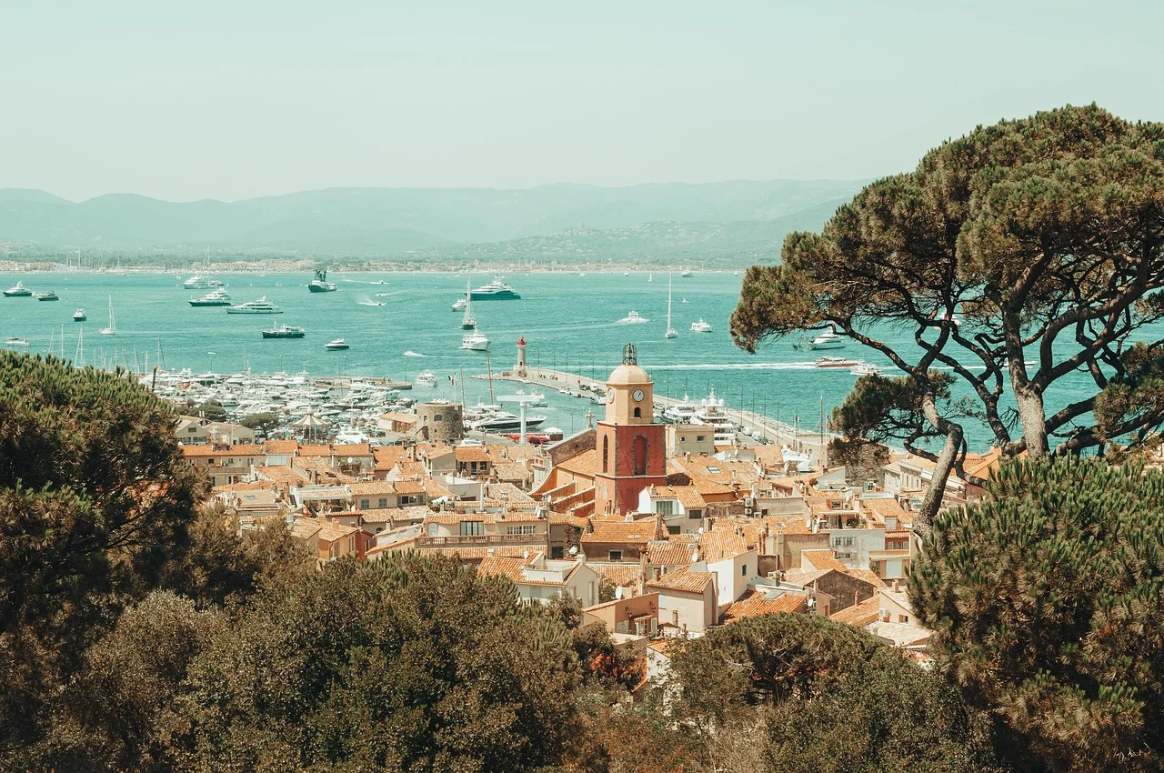 aerial of saint-tropez, france