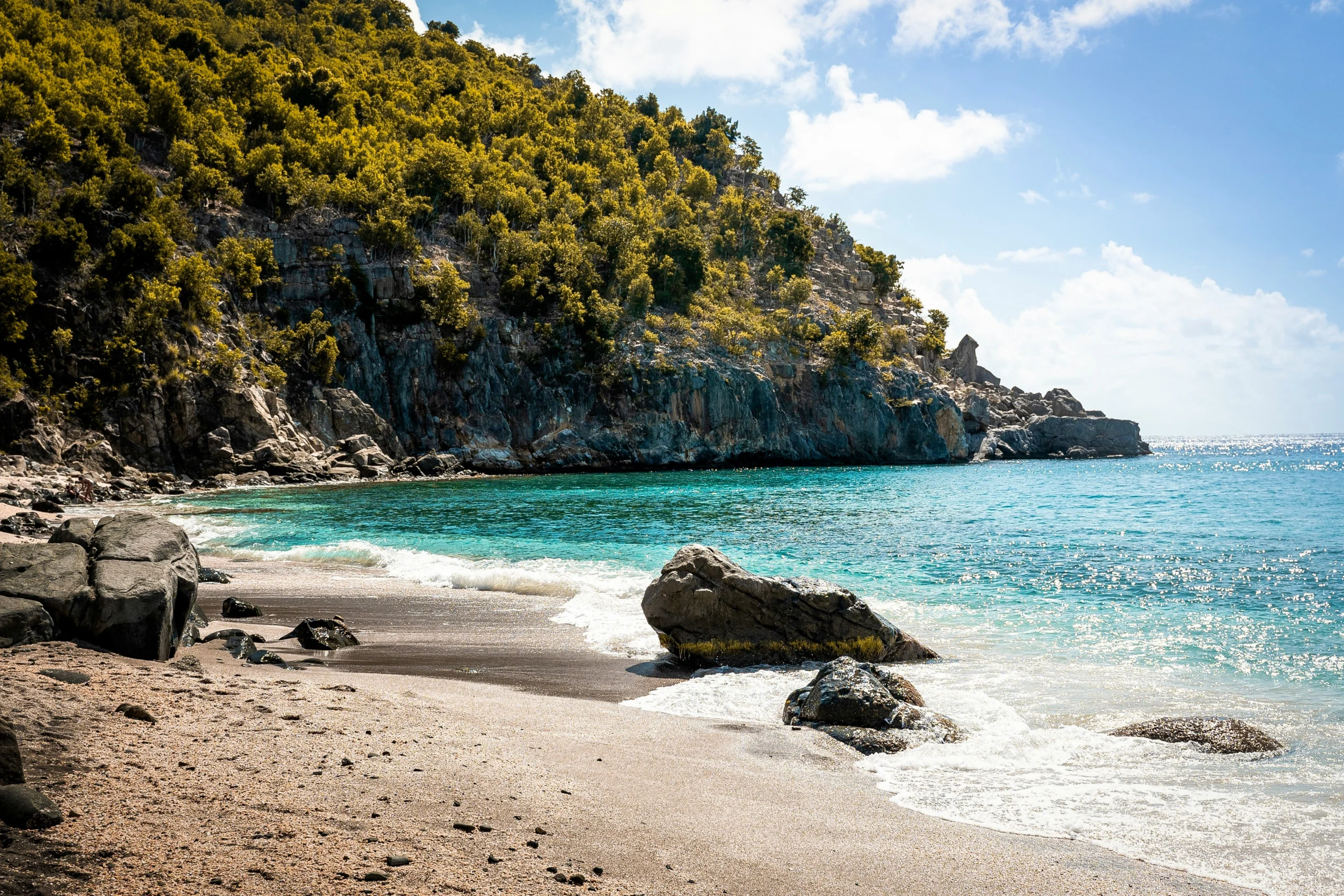 people on beach in st barts