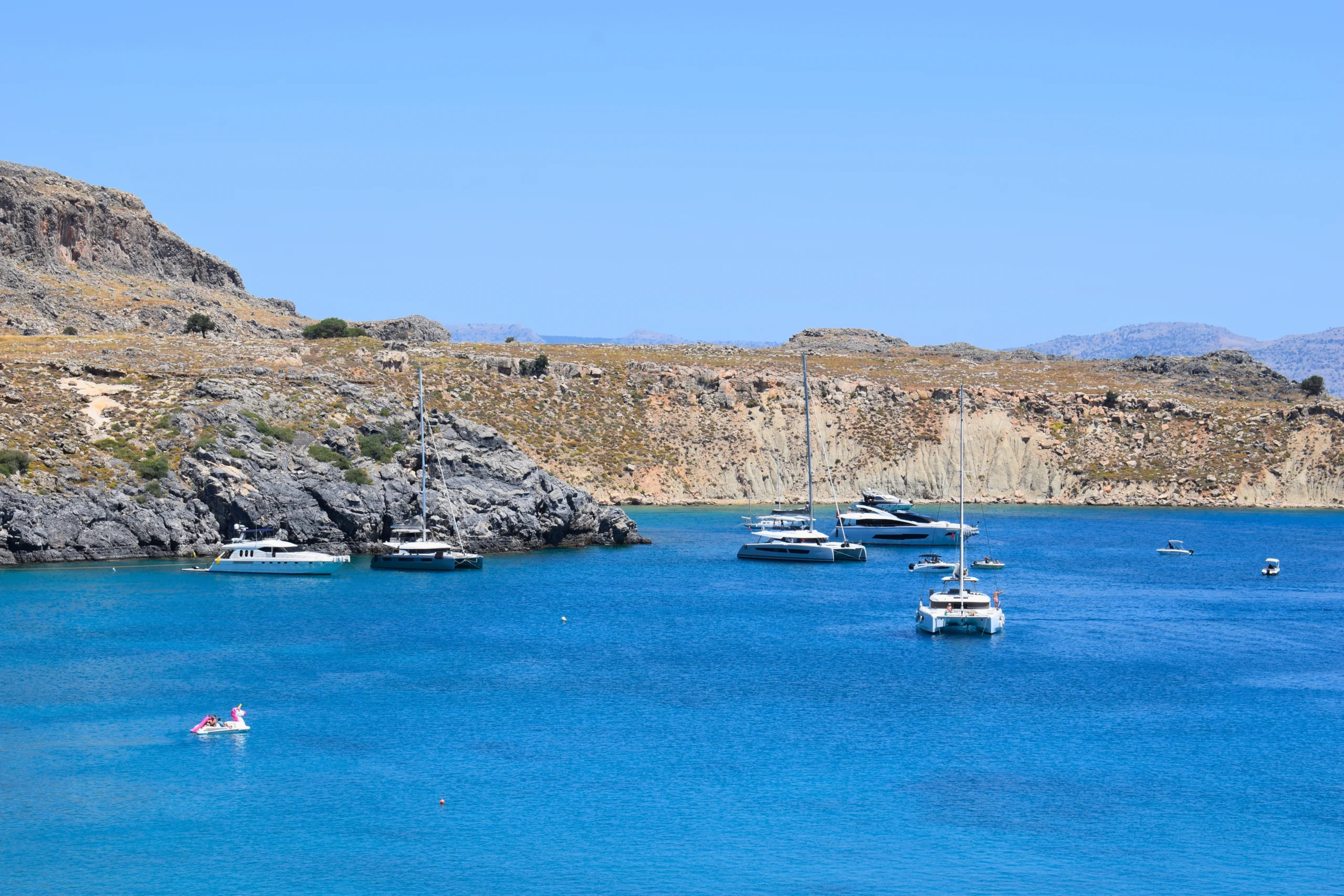 Lindos Beach, Rhodes, Greece.