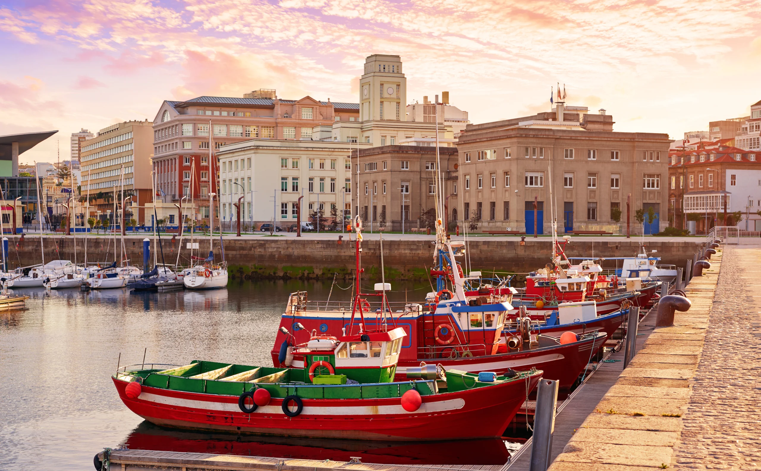 La Coruna port marina in Galicia of Spain.