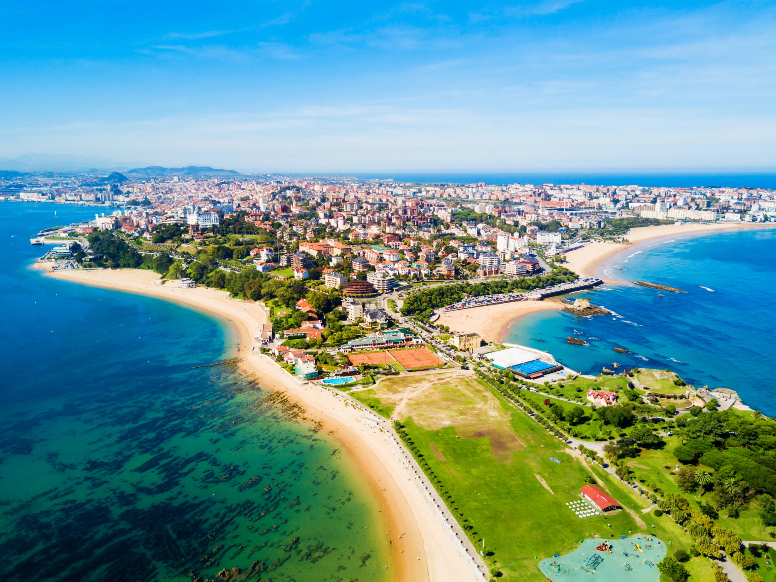 Santander city beach aerial view.