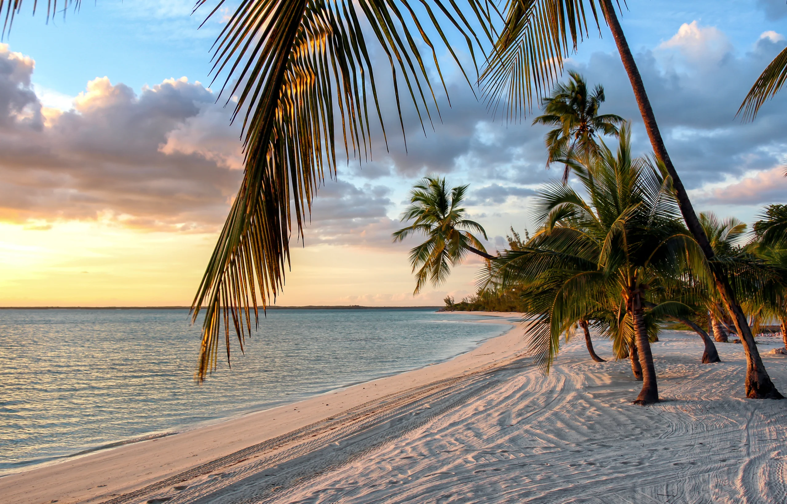 Peaceful sunset at the island of Andros, Bahamas.