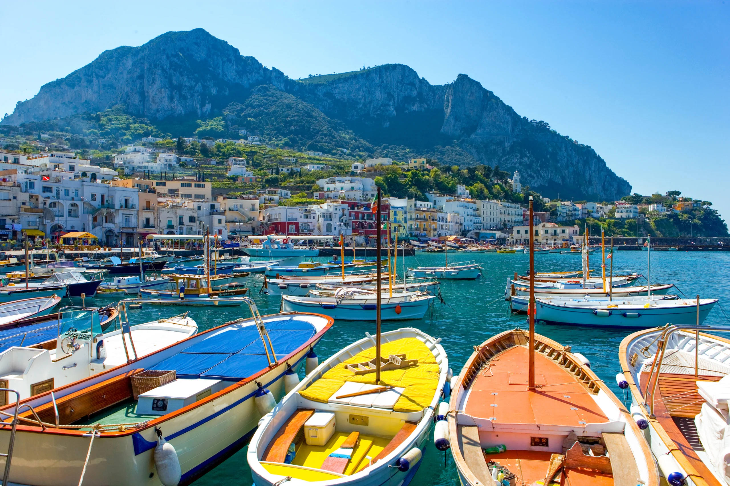 Boat for tourists in the Marina Grande harbor.