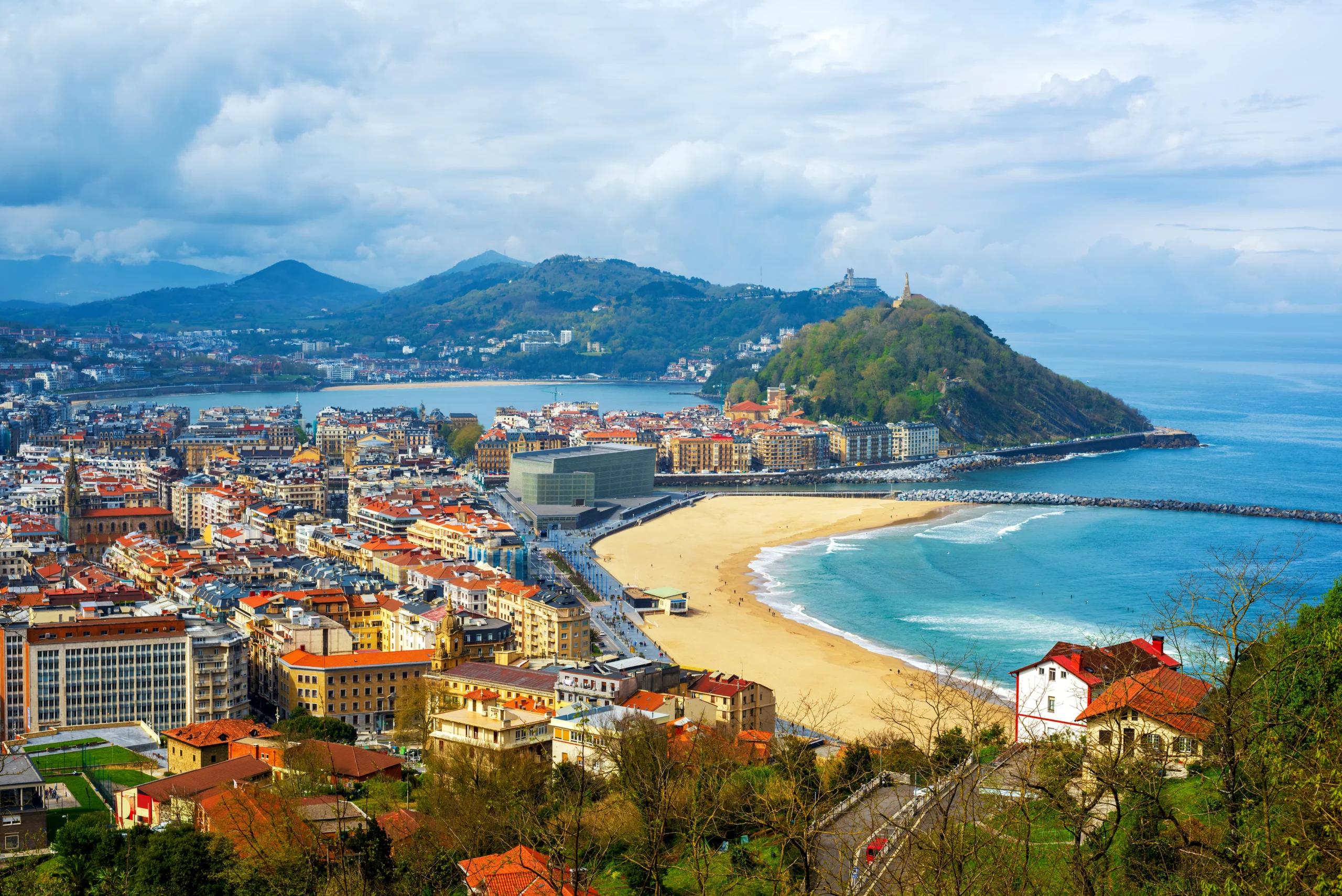 San Sebastian, Donostia city, Basque country, Spain, view of the Zurriola beach.