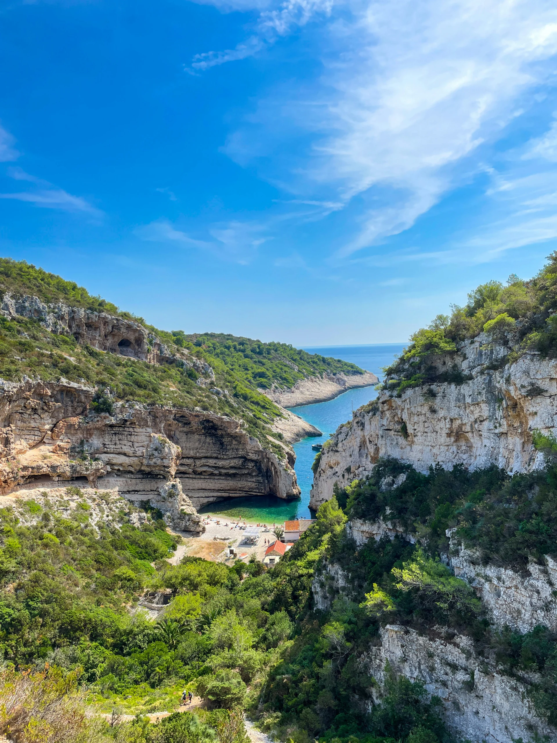 aerial of beach on Vis