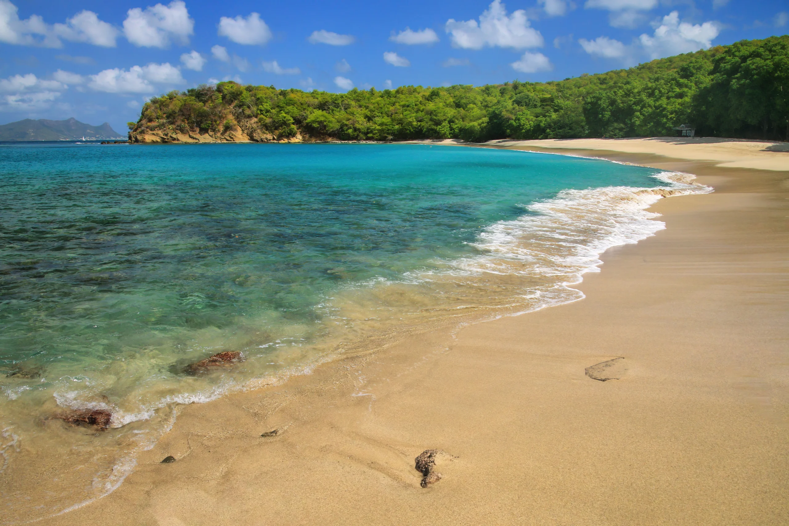 Anse La Roche Beach on Carriacou Island, Grenada. Carriacou is the largest island in the Grenadines