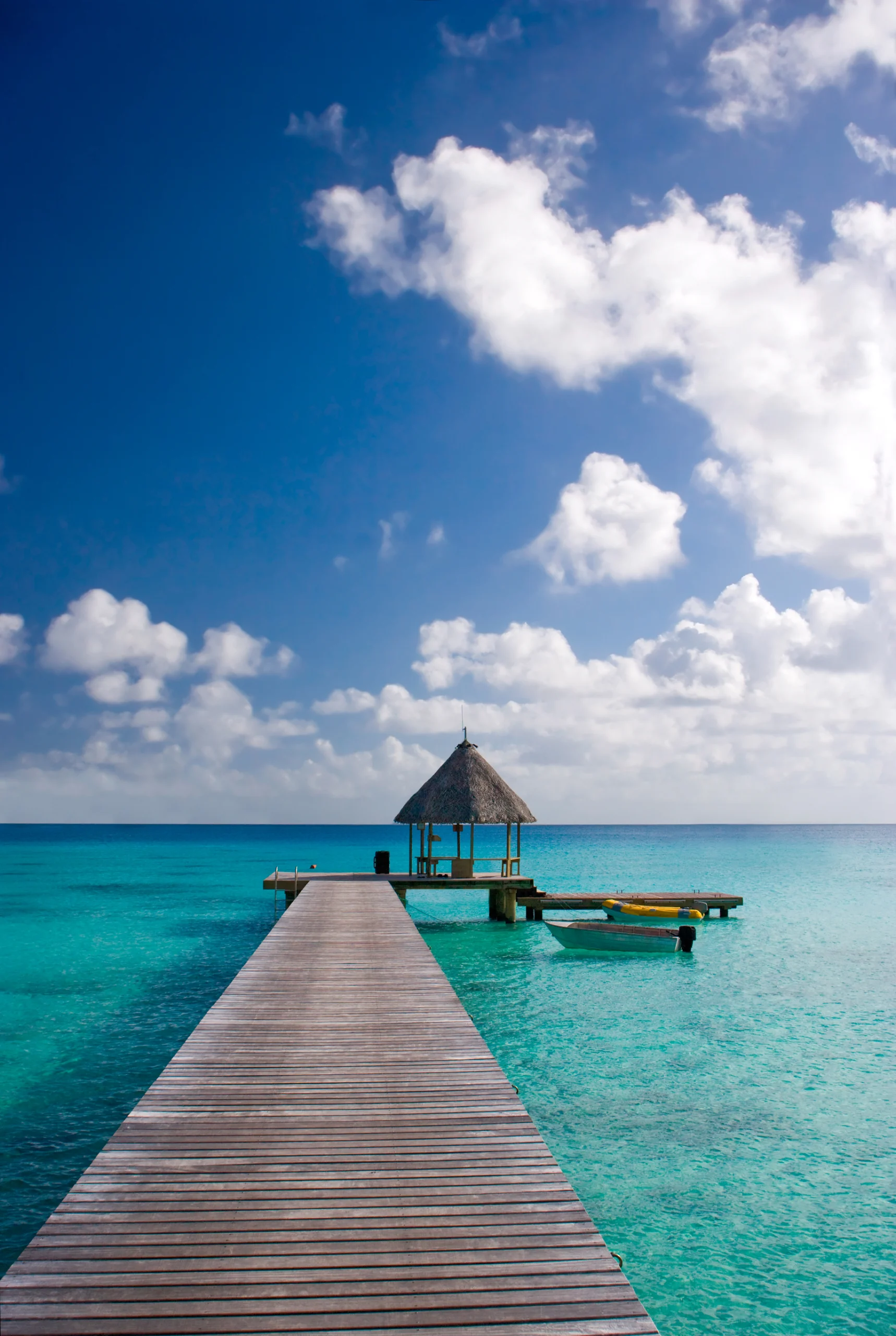 Resort dock tropical destination.
