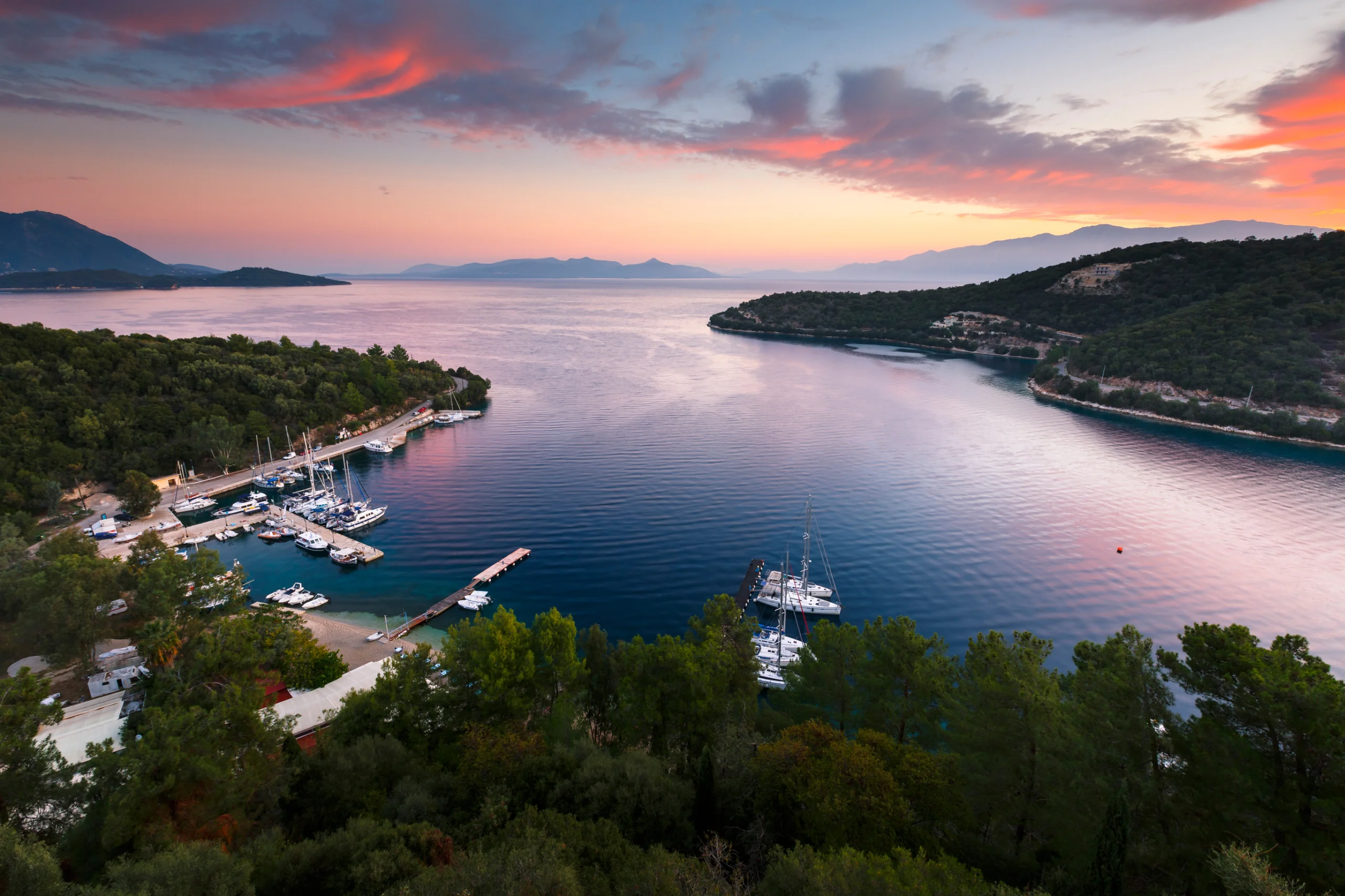 Spilia harbour in Meganisi.