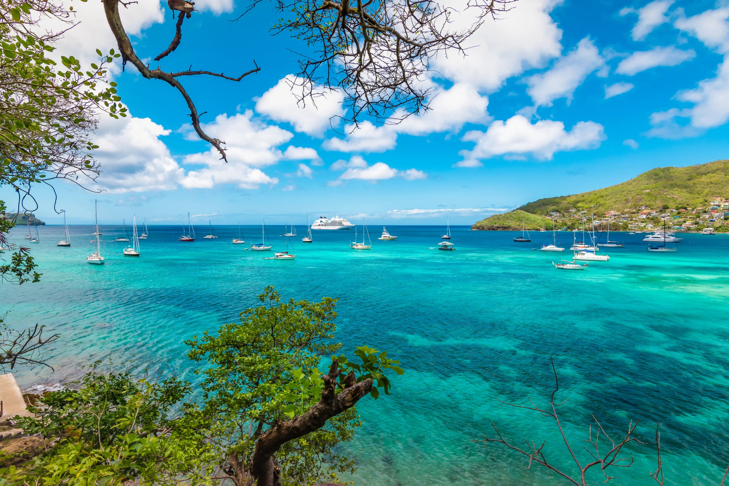 View of Admiralty Bay on Bequia Island. Bequia Island - Saint Vincent and the Grenadines