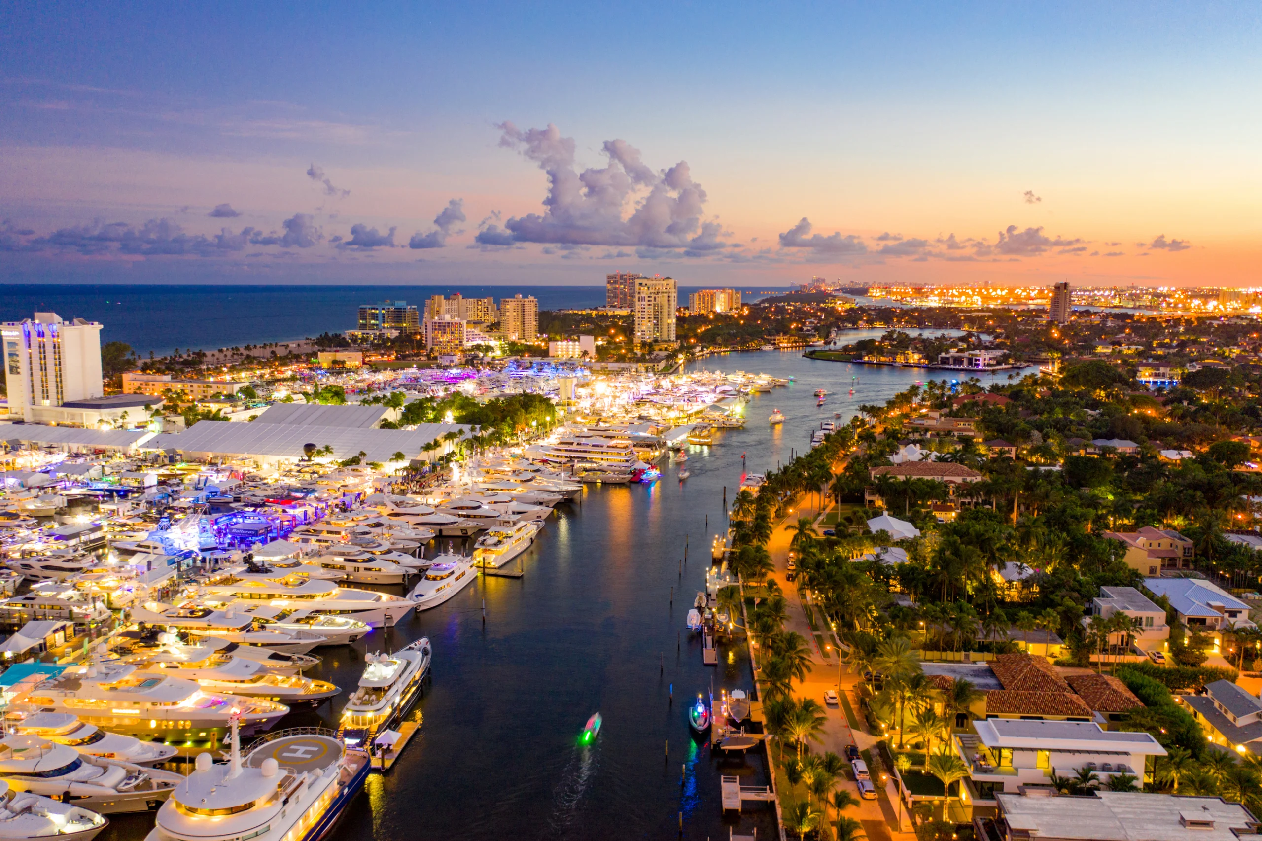 Twilight photo Fort Lauderdale boat show 2019 USA.
