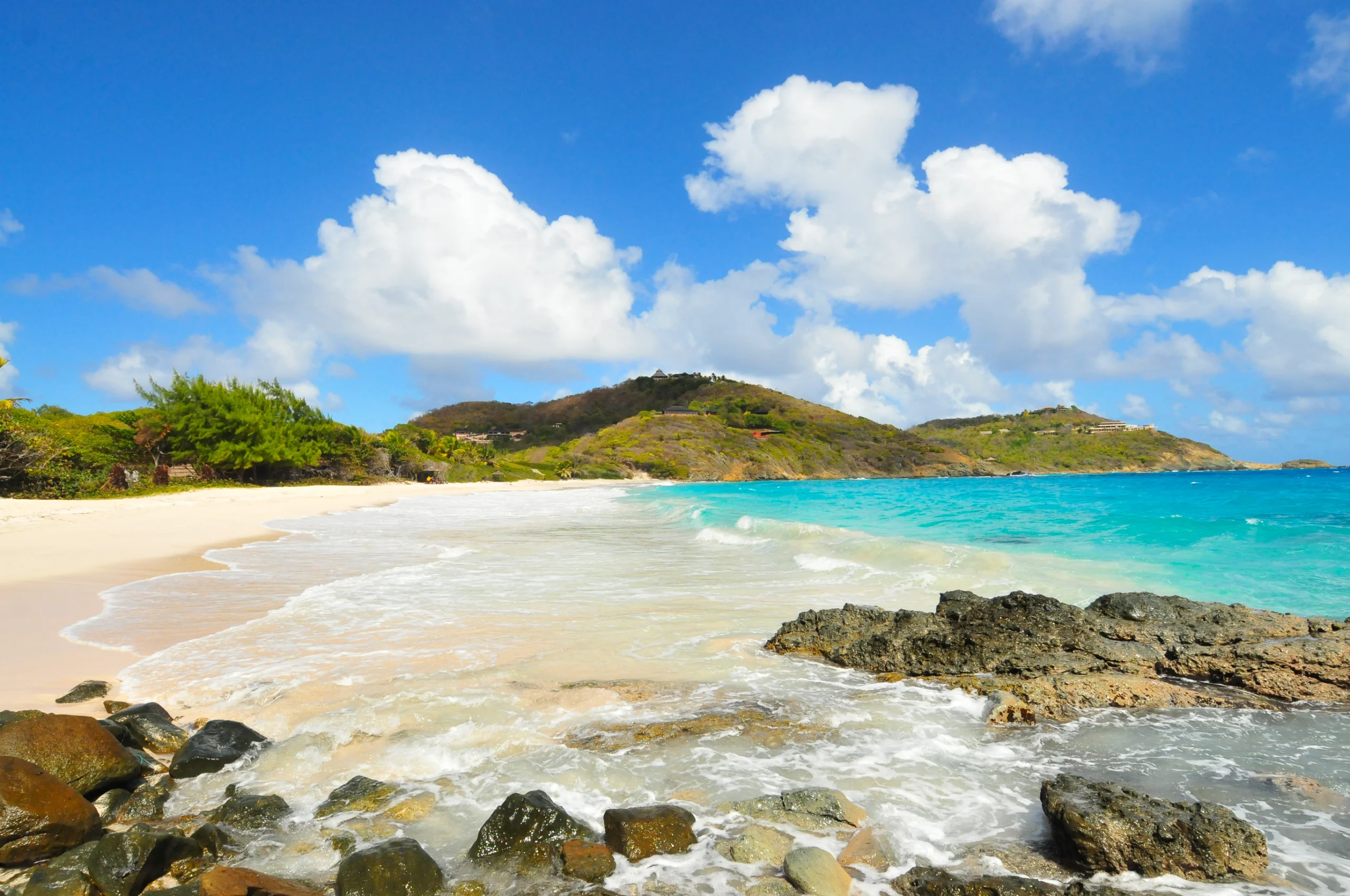 An idyllic, unpopulated, white sand Caribbean beach (Mustique Island).