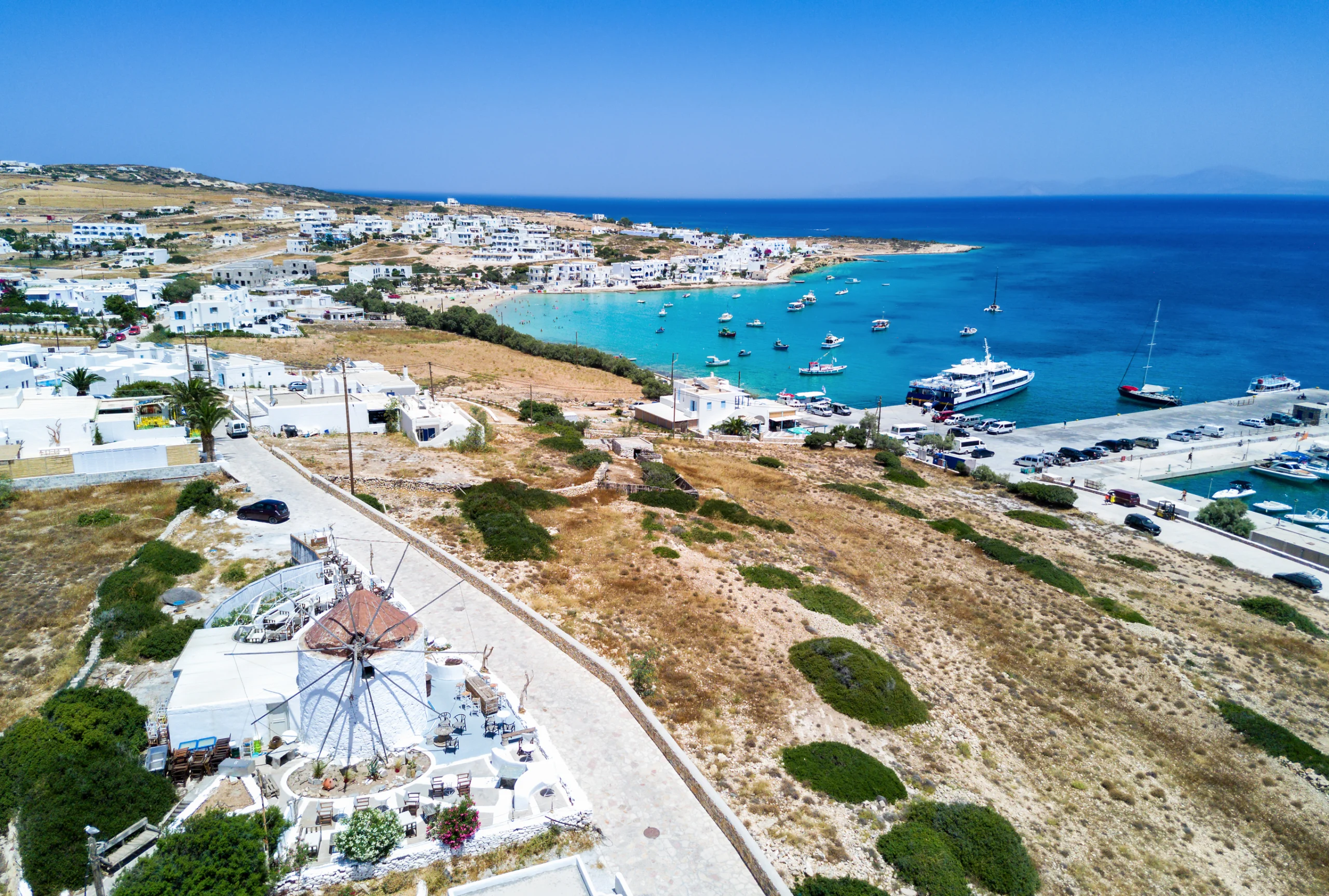 View of the town of Ano Koufonisi Island in the Little Cyclades, Greece.