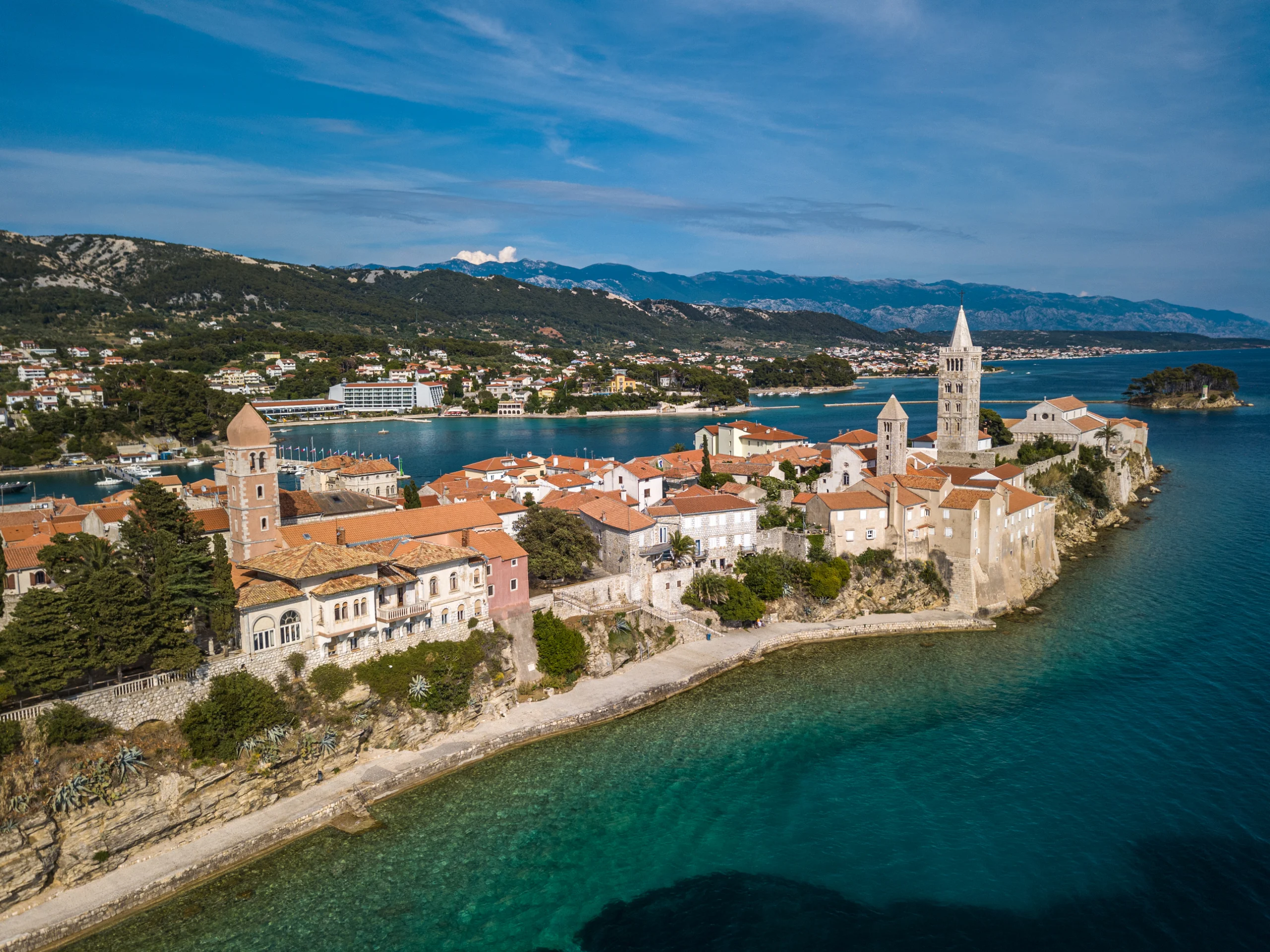 erial view of old town Rab, Croatia, Adriatic sea