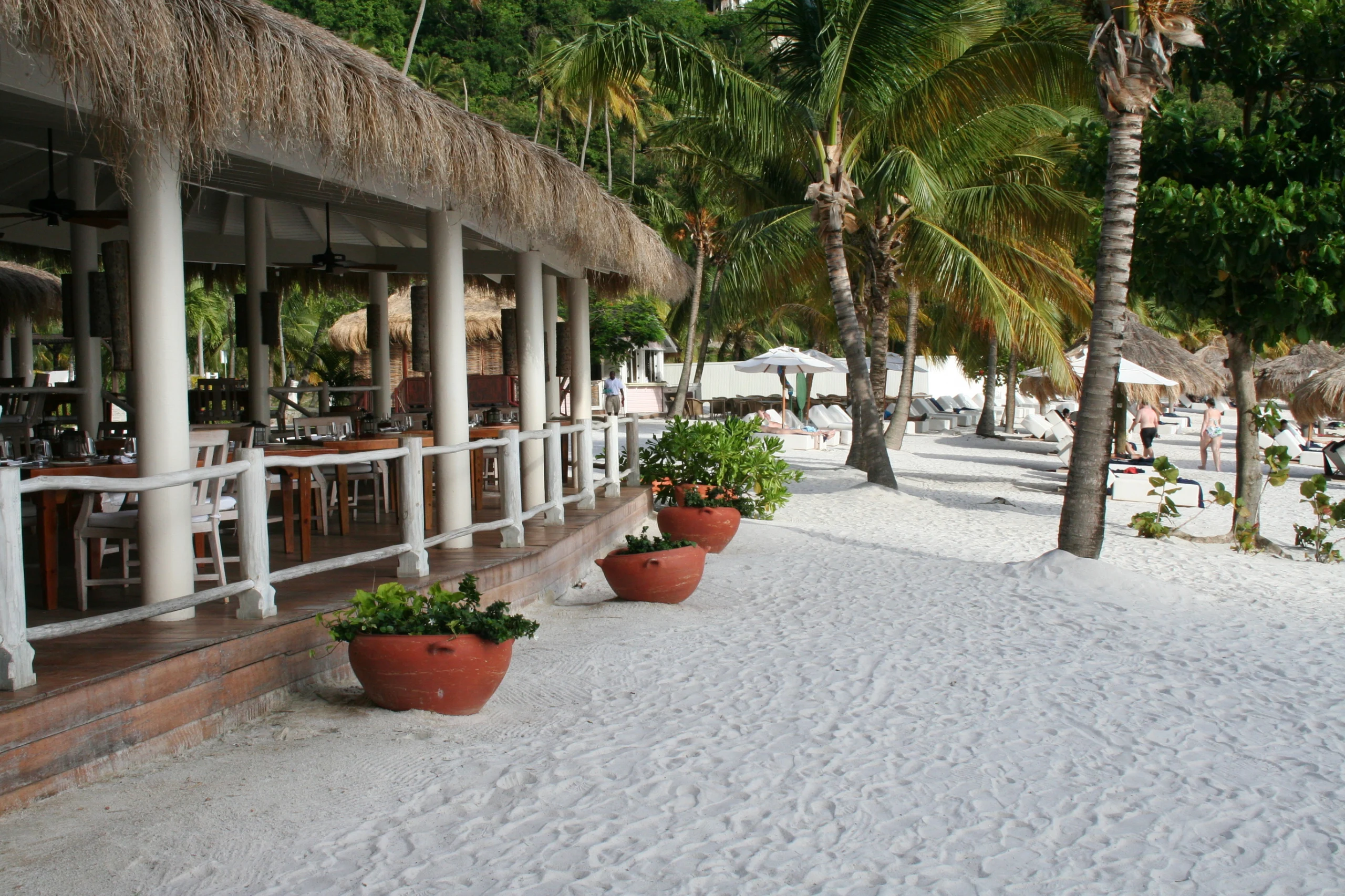 A photo showing a beach side restaurant and bar in St Lucia.