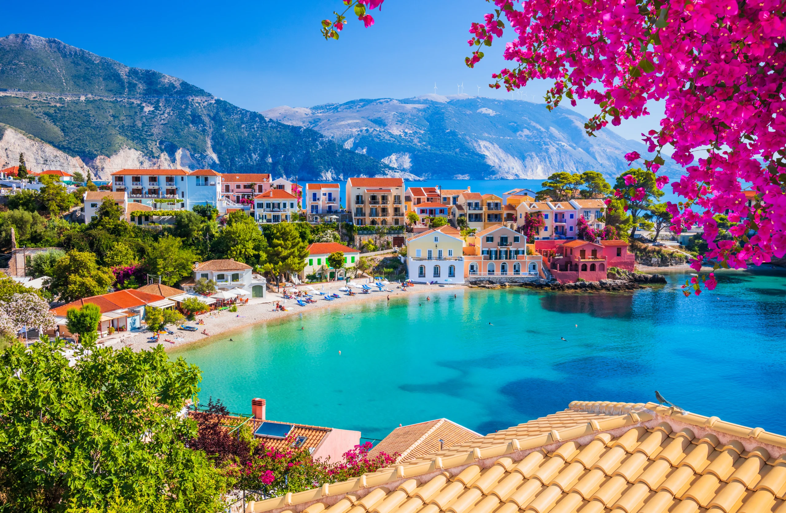 Kefalonia, Greece. Colorful village of Assos in Kefalonia