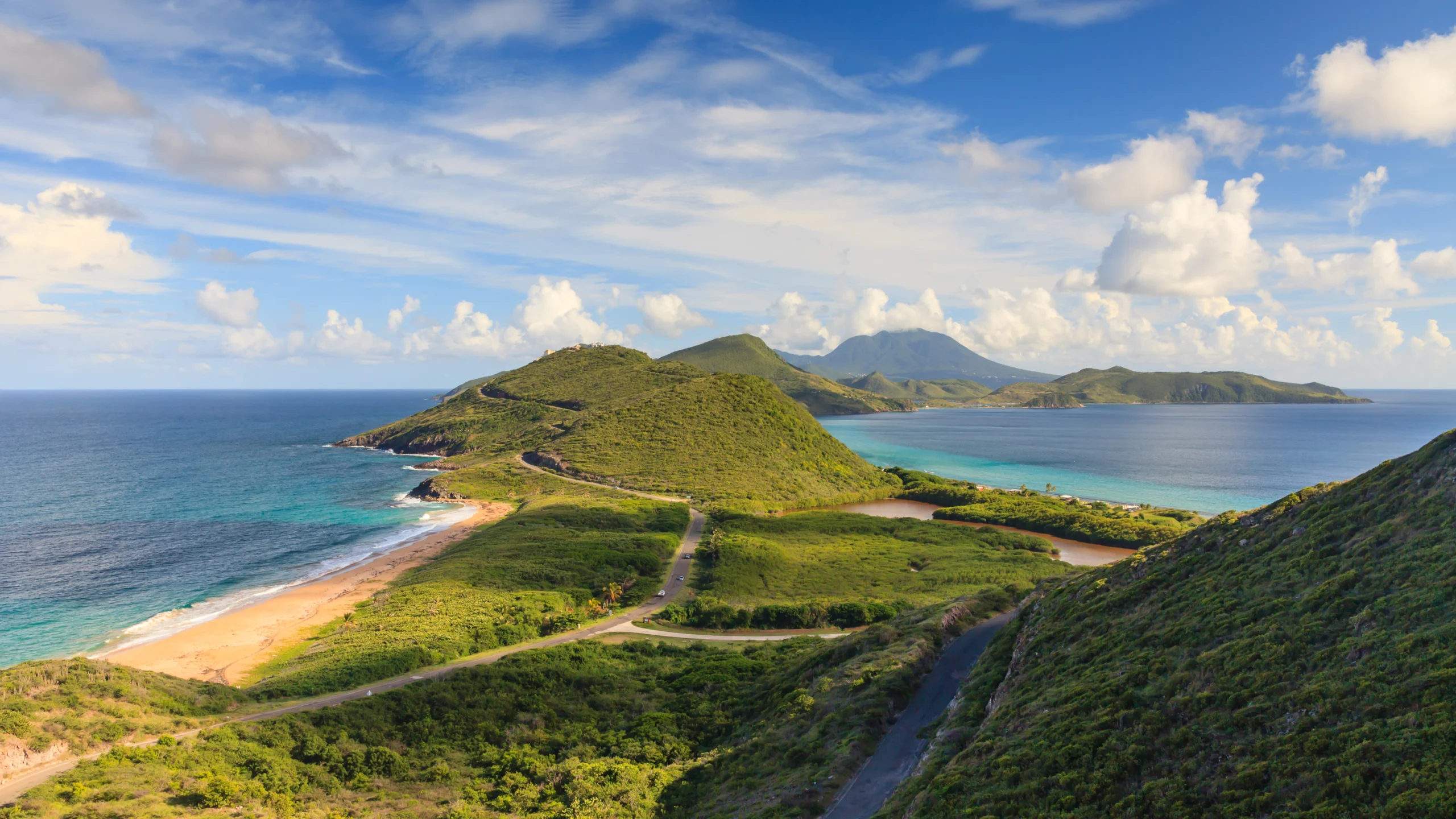 A panoramic view of the West Indian island of St Kitts.