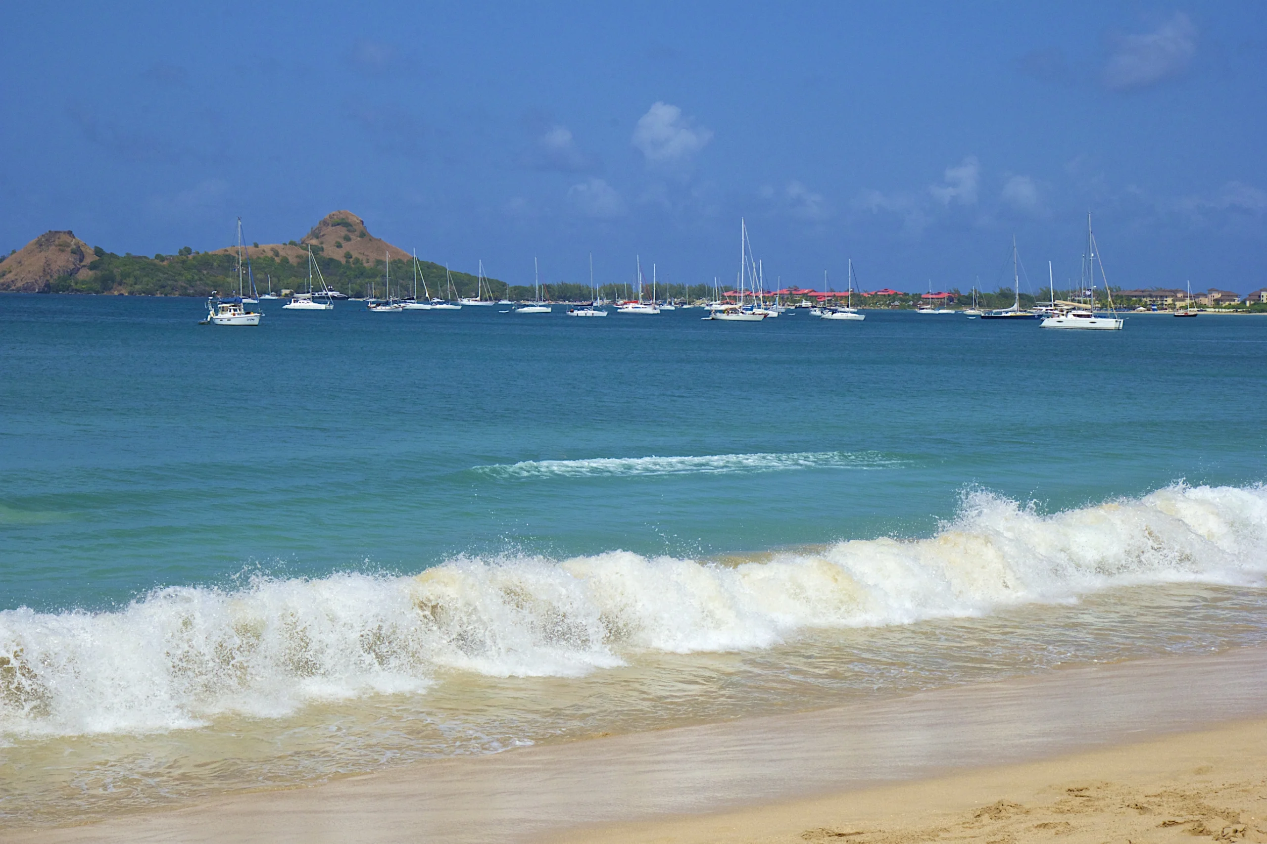 Panorama of Rodney bay in St Lucia, Caribbean.