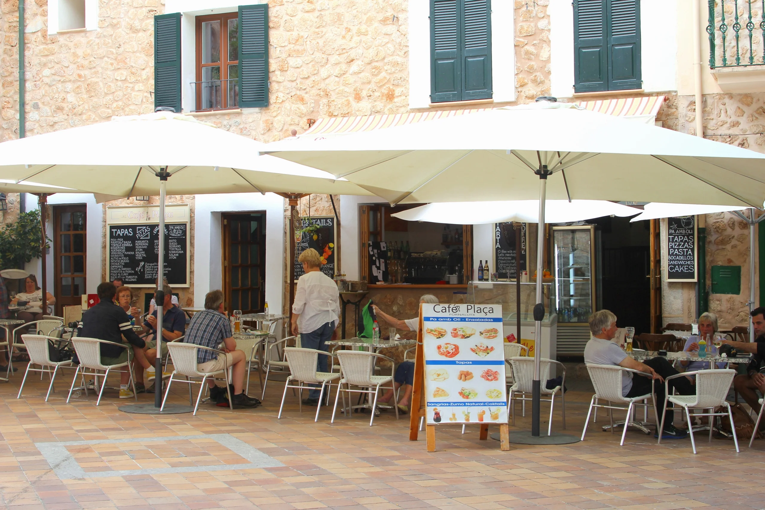 Cosy cafe terrace in Fornalutx, Majorca.
