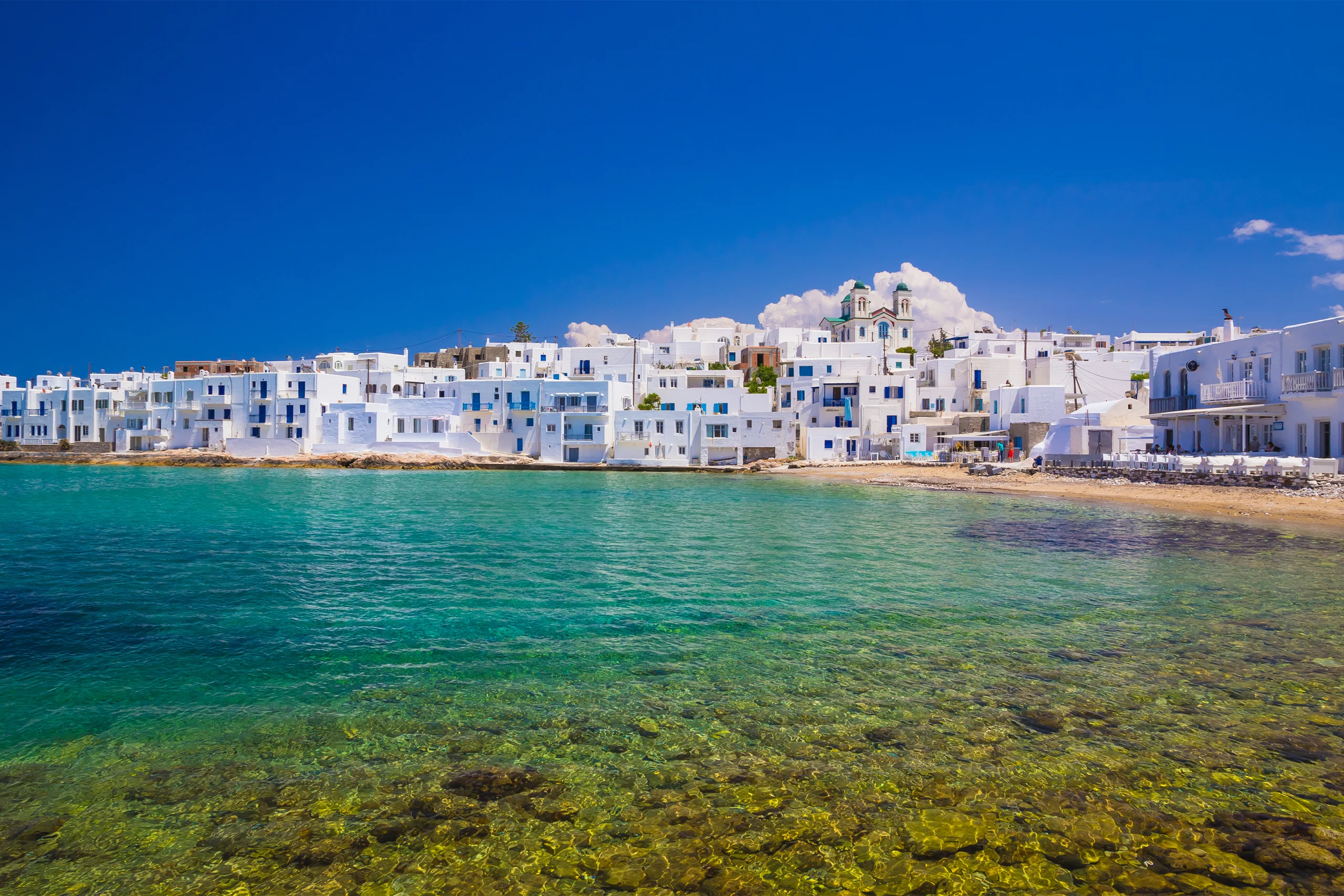 Bay of Naoussa town, Paros island, Cyclades, Aegean, Greece