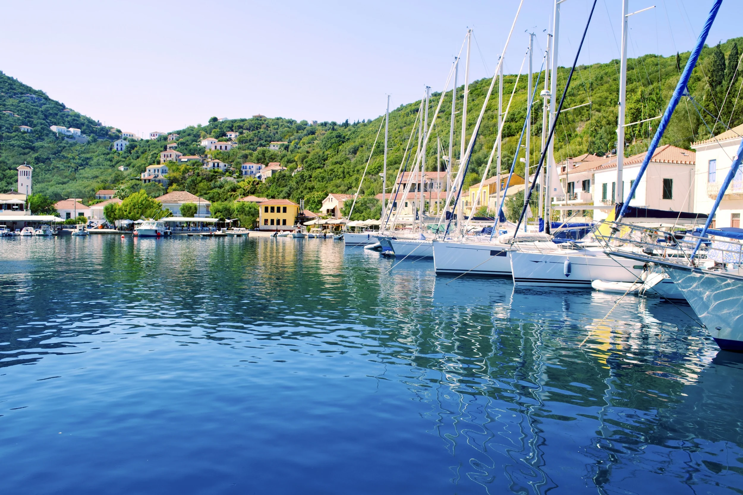Kioni port in Ithaca Greece. Kioni port in Ithaca island Greece