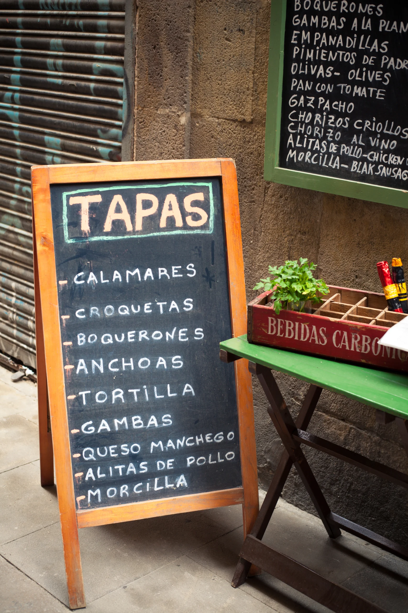 Tapas bar in gothic quarter Barcelona Spain.