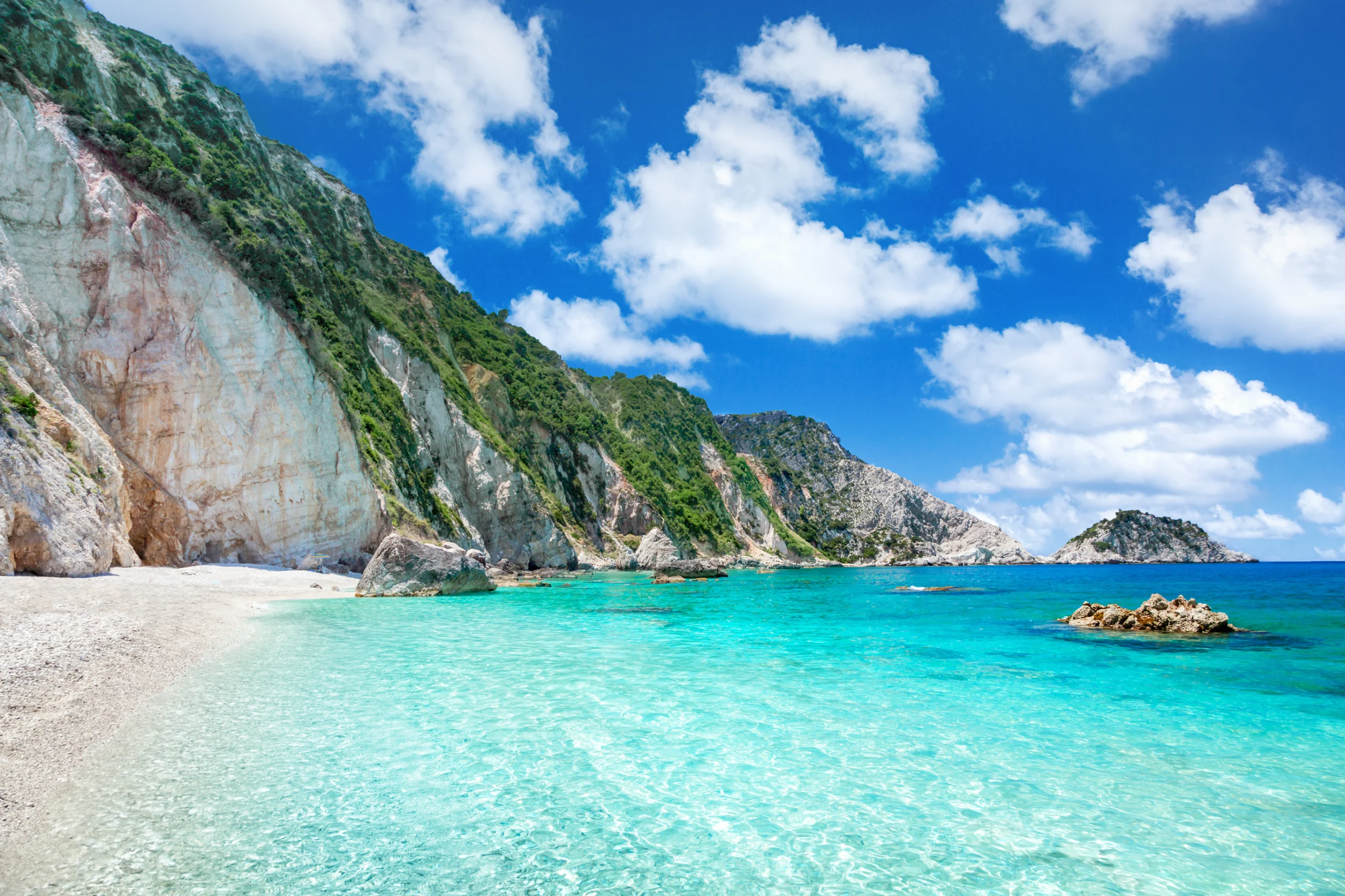 View of Petani beach, Kefalonia, Greece