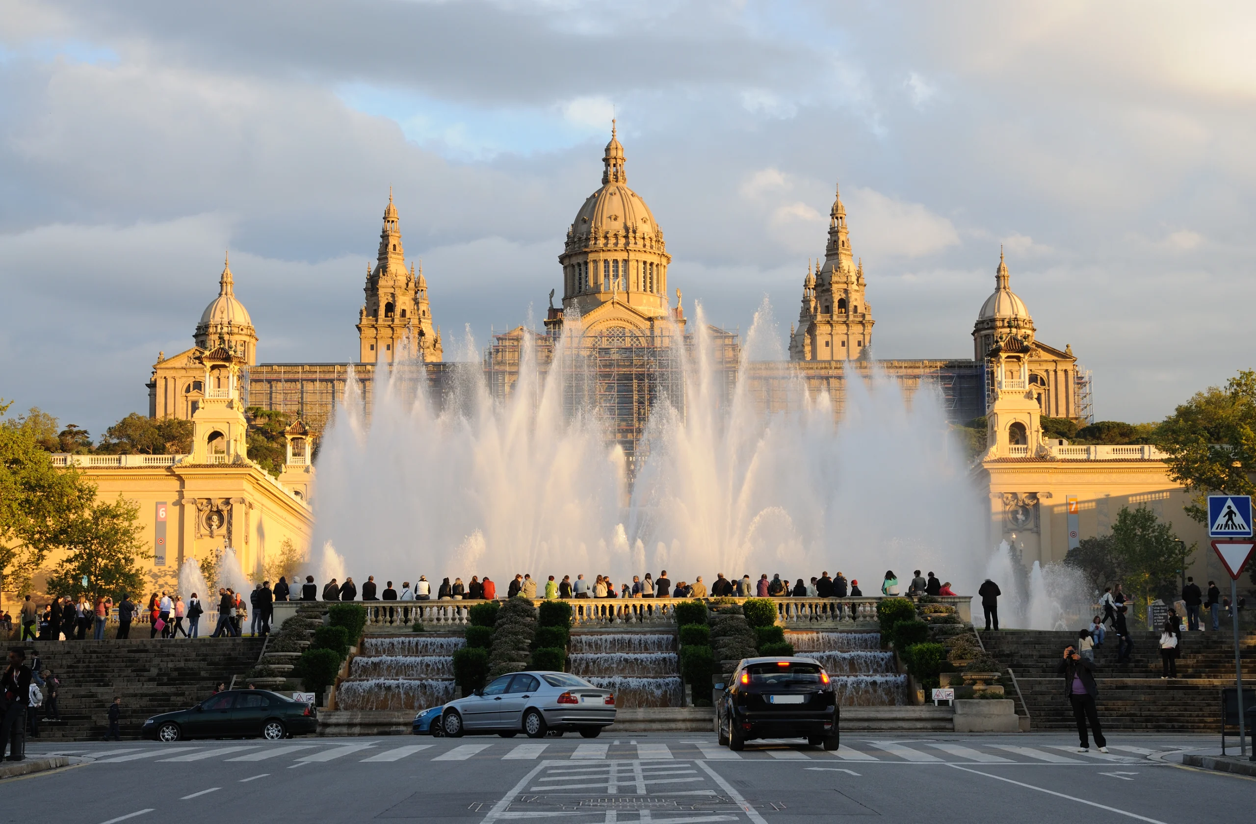 Magic Fountain and Palau Nacional in Barcelona, Spain.