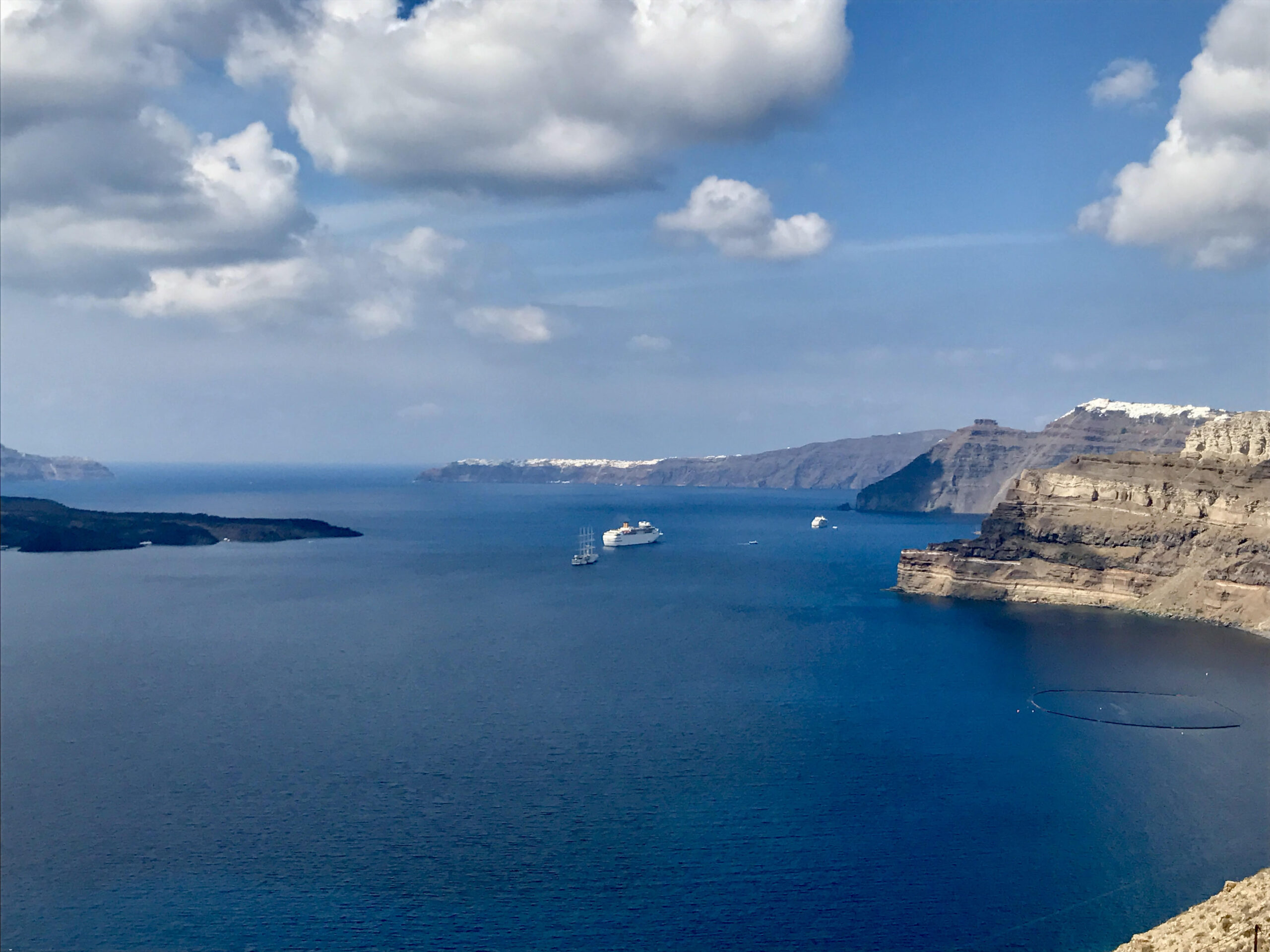 Santorini caldera cliffs view
