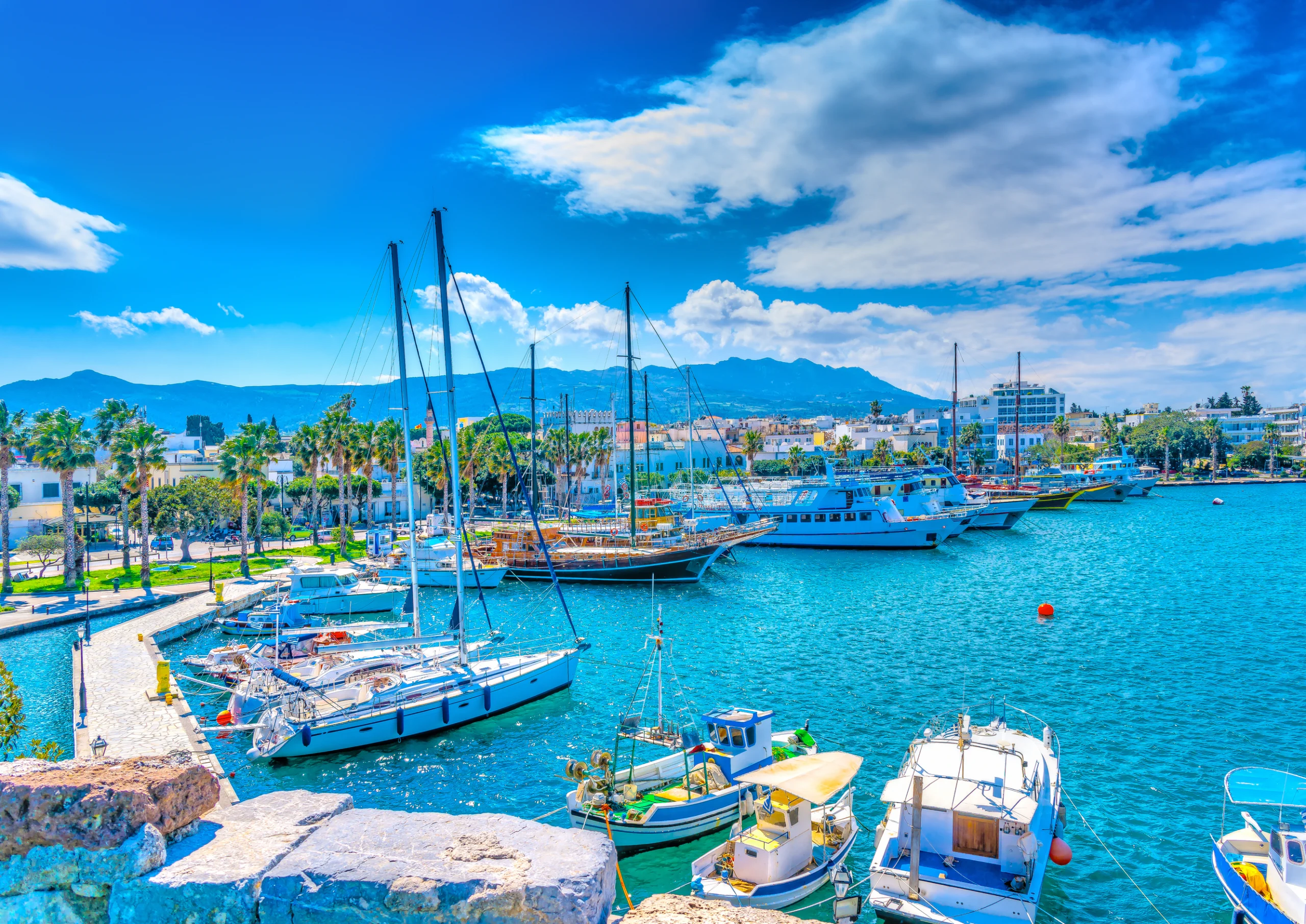 Main port of Kos island in Greece