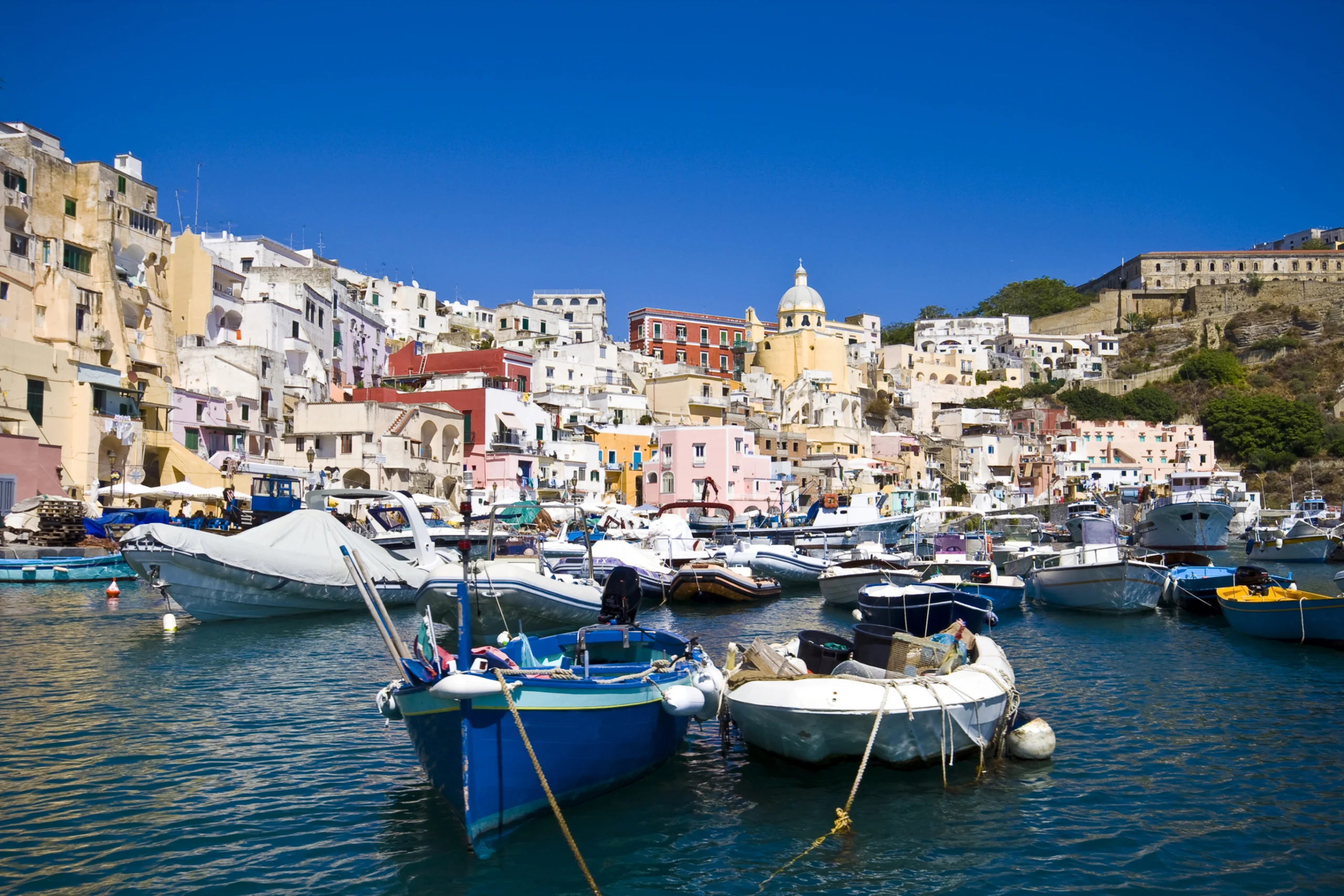 Italian sea coast, procida, naples, meditarranean scene