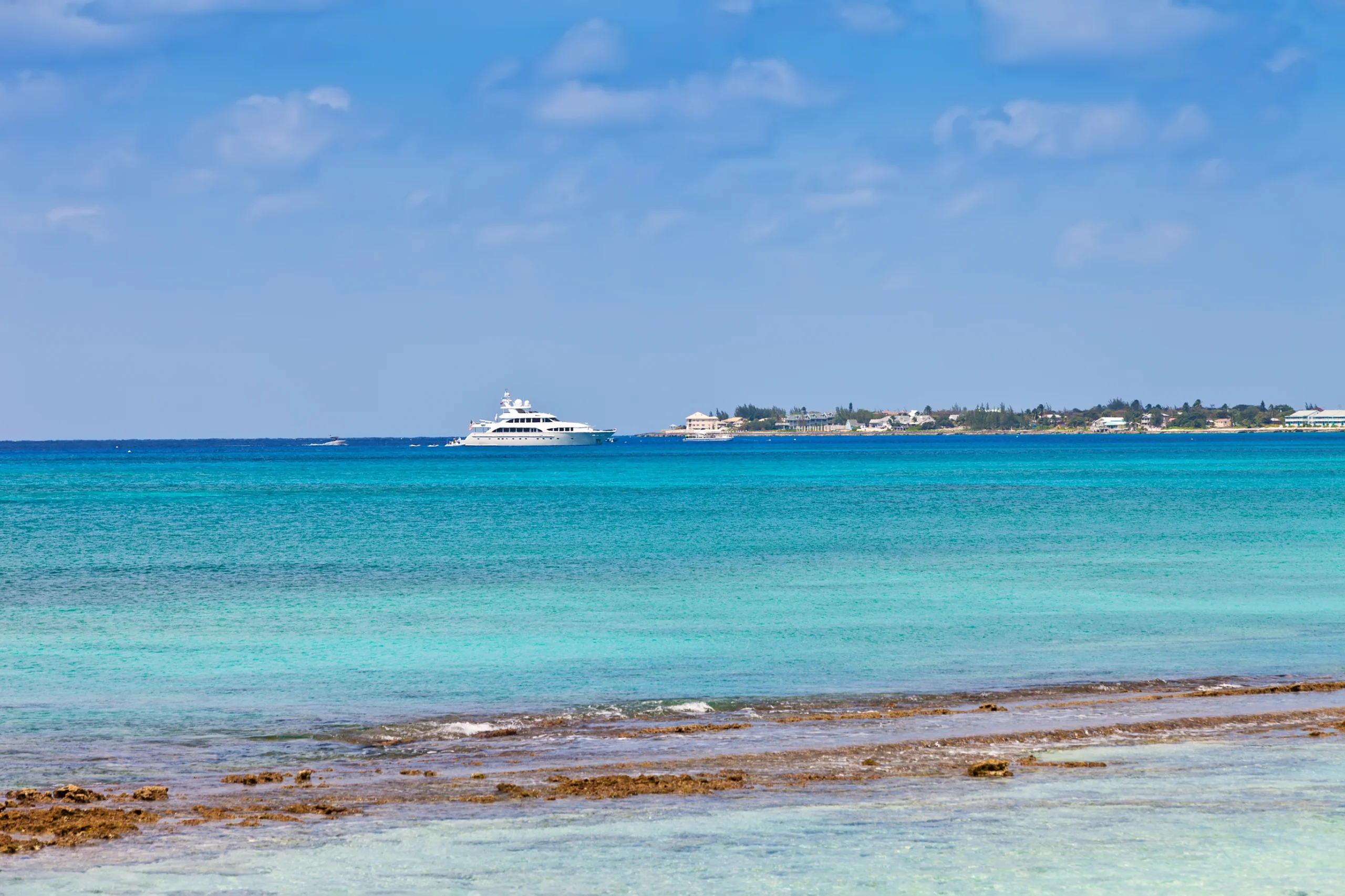 Yacht in the harbor in Grand Cayman, Cayman Islands