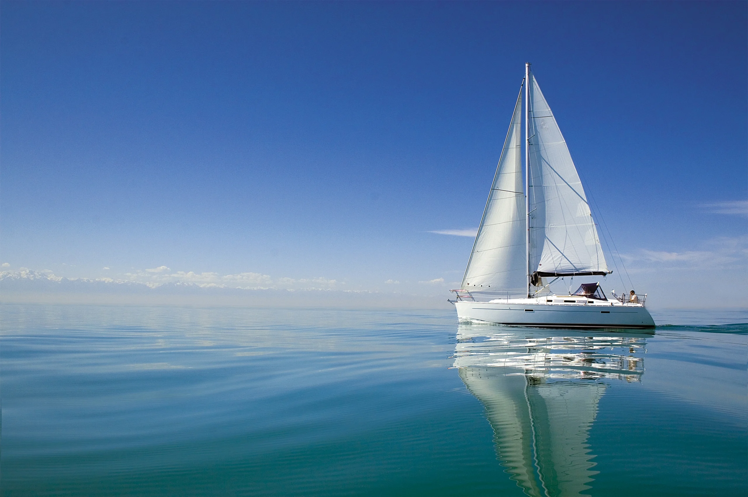 Sailing yacht on the water.