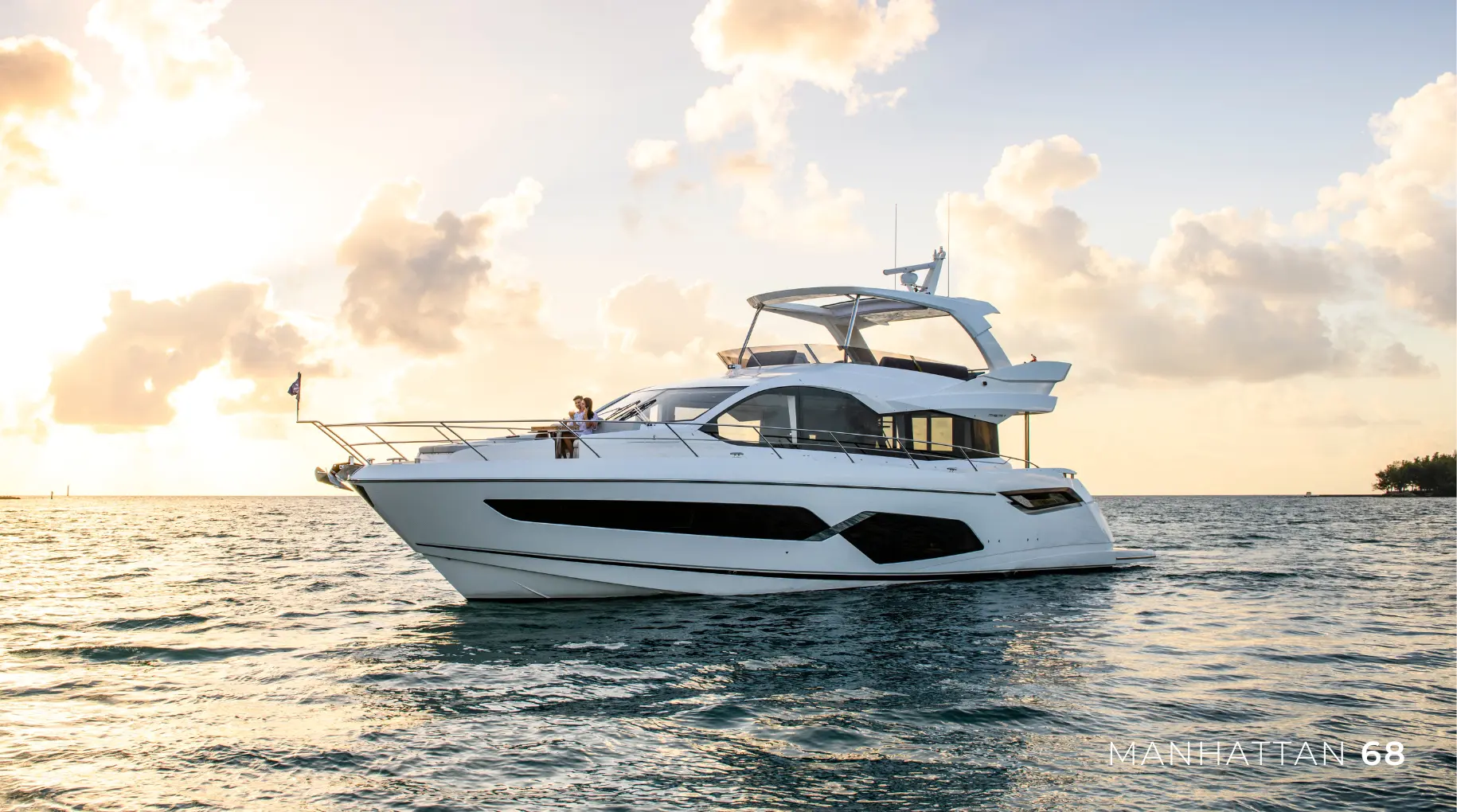 The Sunseeker Manhattan 68 mid-size yacht.
