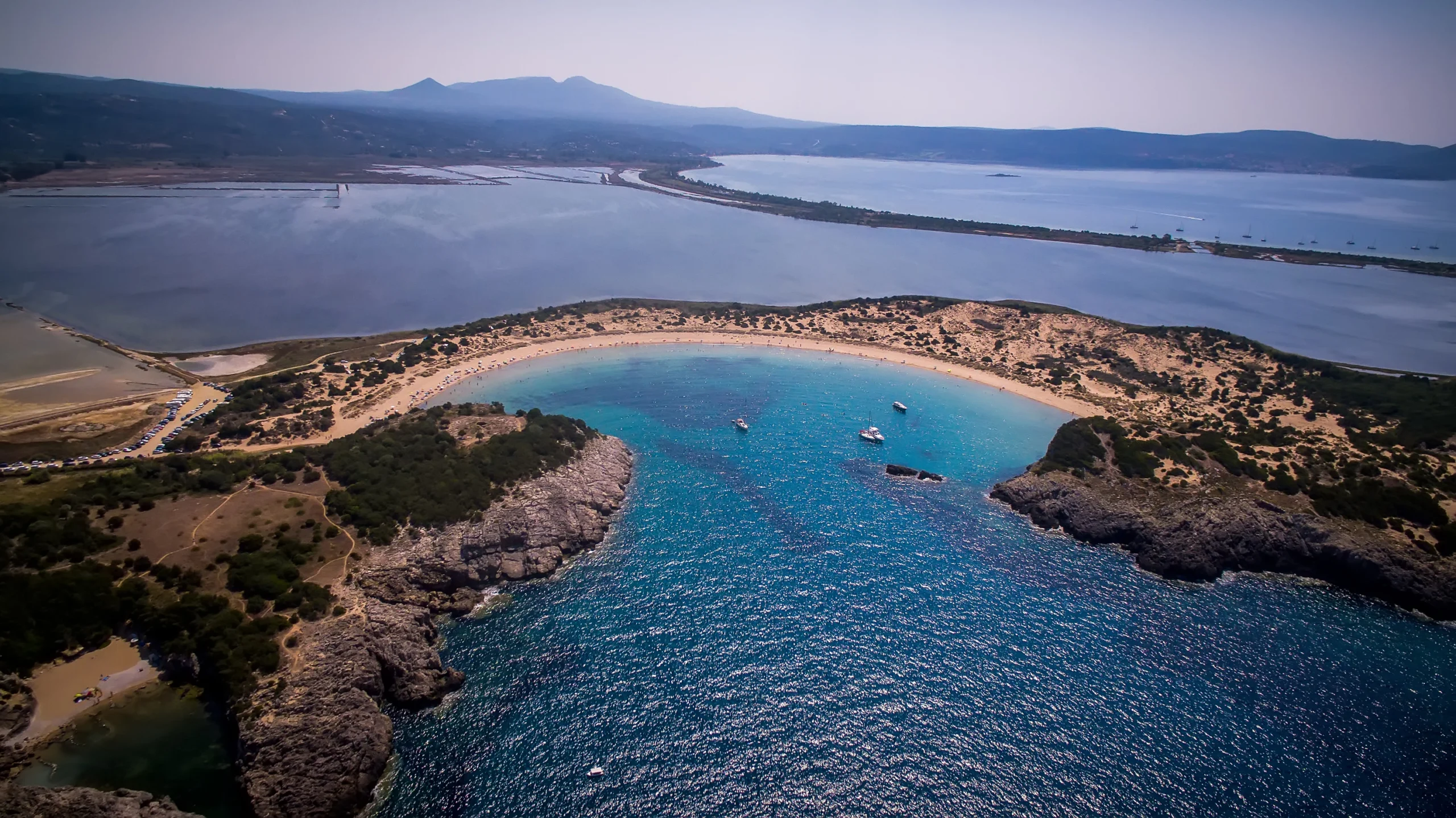 Aerial view of voidokilia beach, Messinia, Greece