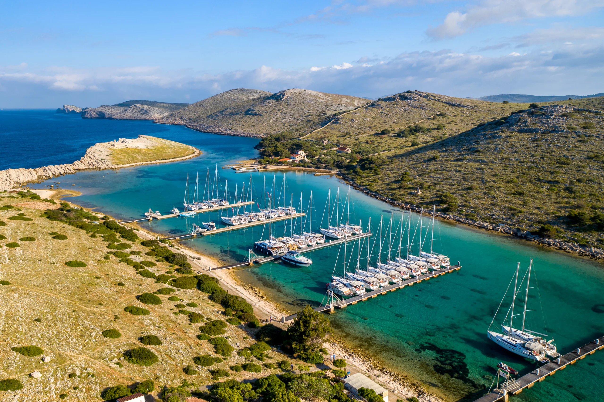 Amazing Kornati Islands national park panoramic aerial view