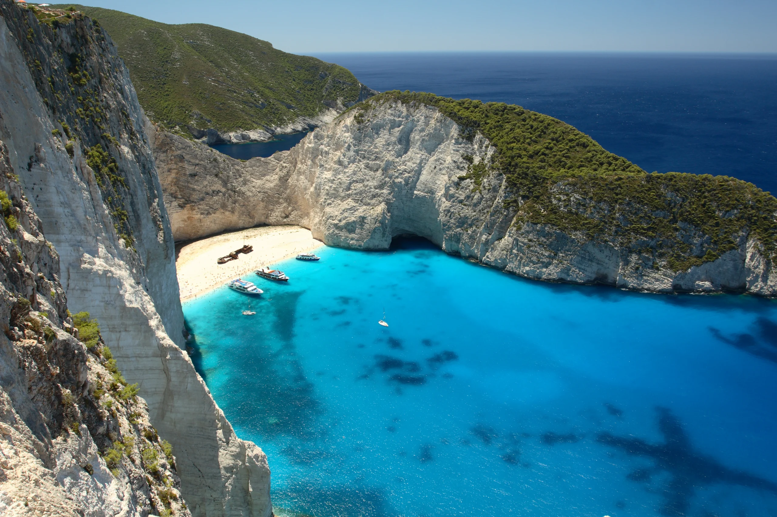 View of the shipwreck on the beach Navagio in Zakynthos, Greece