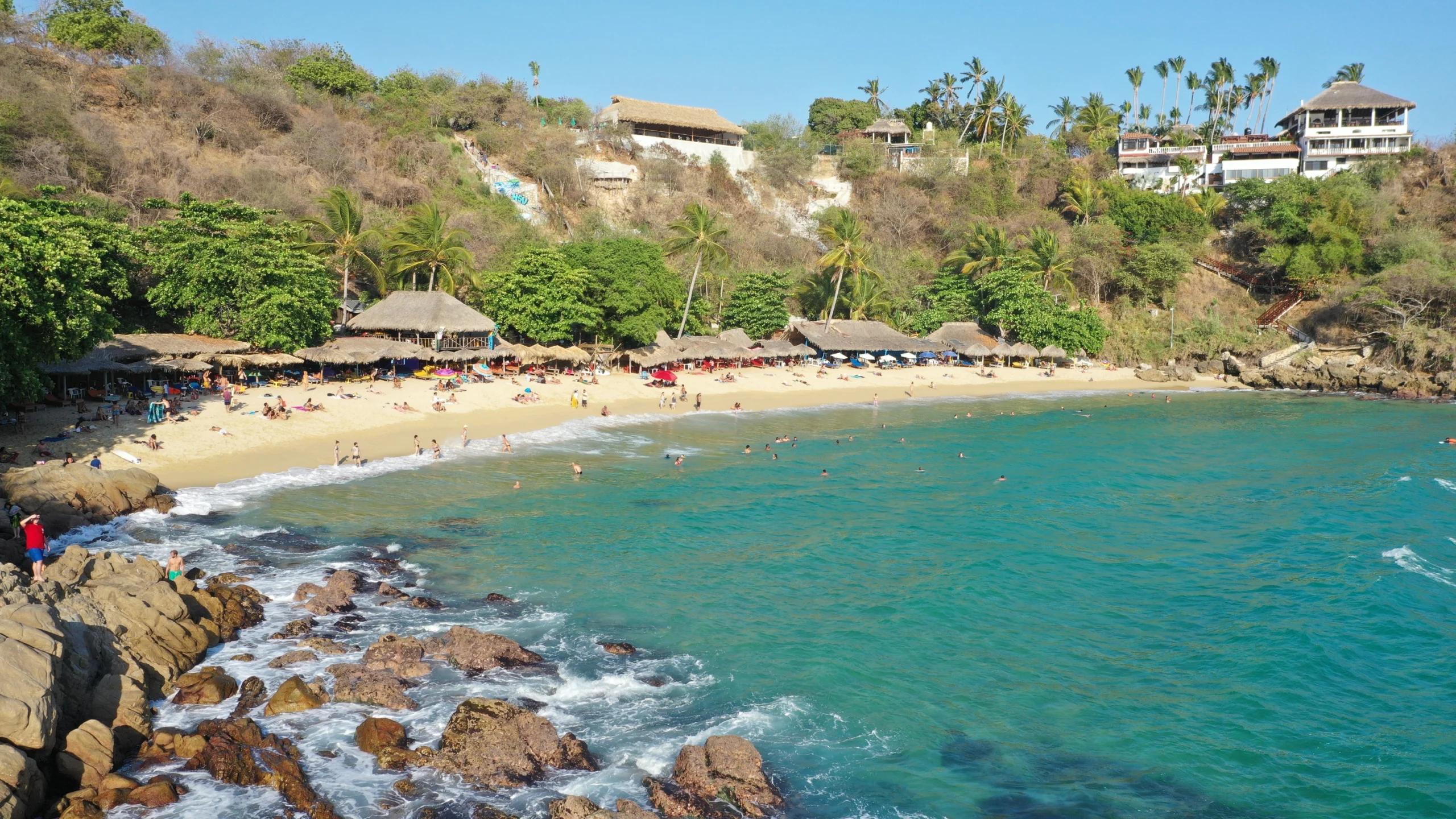 Puerto Escondido Beach. Aerial beach view of Puerto Escondido
