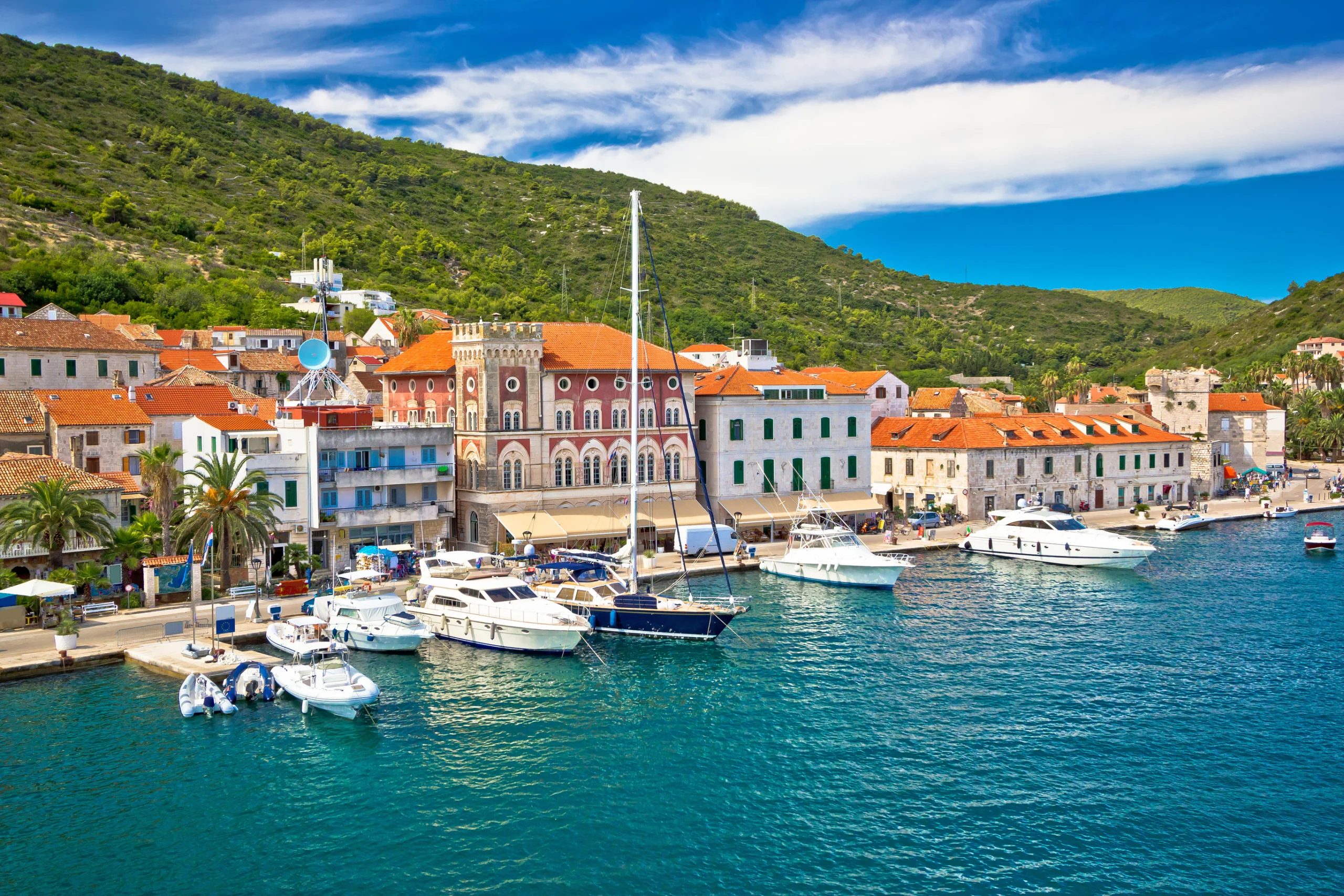 Town of Vis old mediterranean architecture, Dalmatia, Croatia