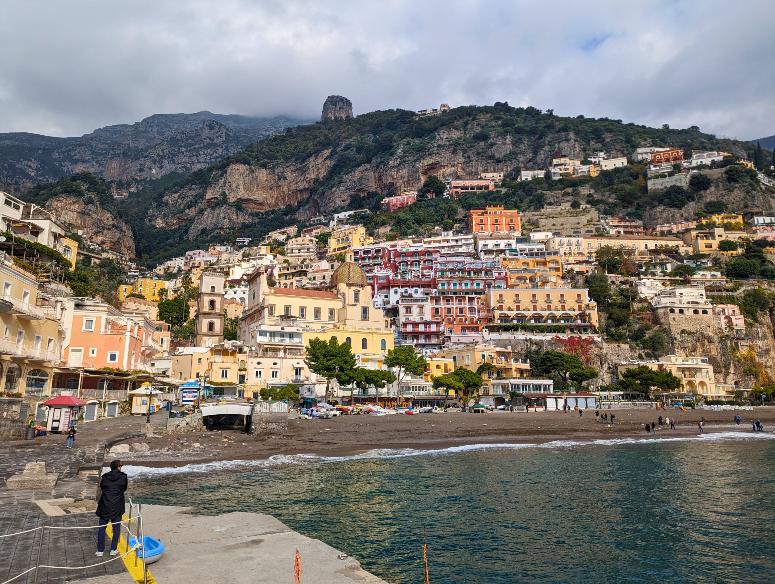 skyline and shoreline of positano