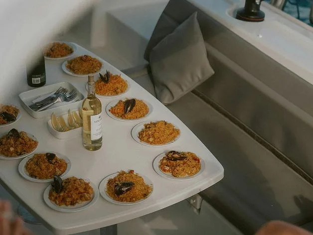 An image of a dining table on yacht