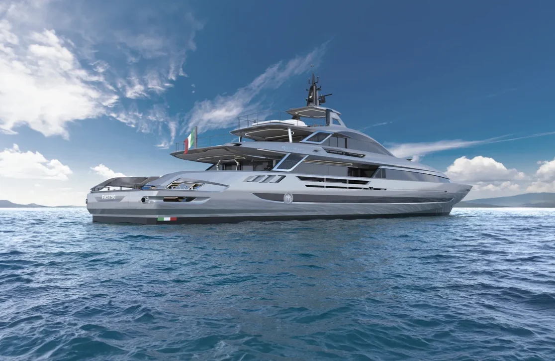This Italian Superyacht Does 30 Knots and Still Has a Two-Level Beach Club