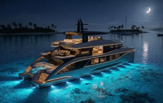 Meet The Catamaran That Packs A Full Beach Club And Six Suites Into 110’